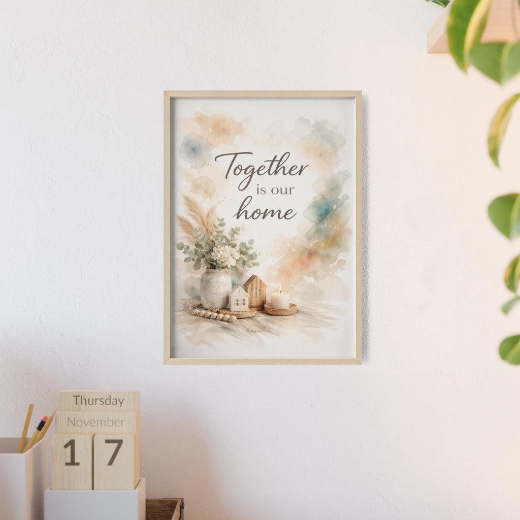 Together Is Our Home Framed Poster Cozy Watercolor Floral Wall Art