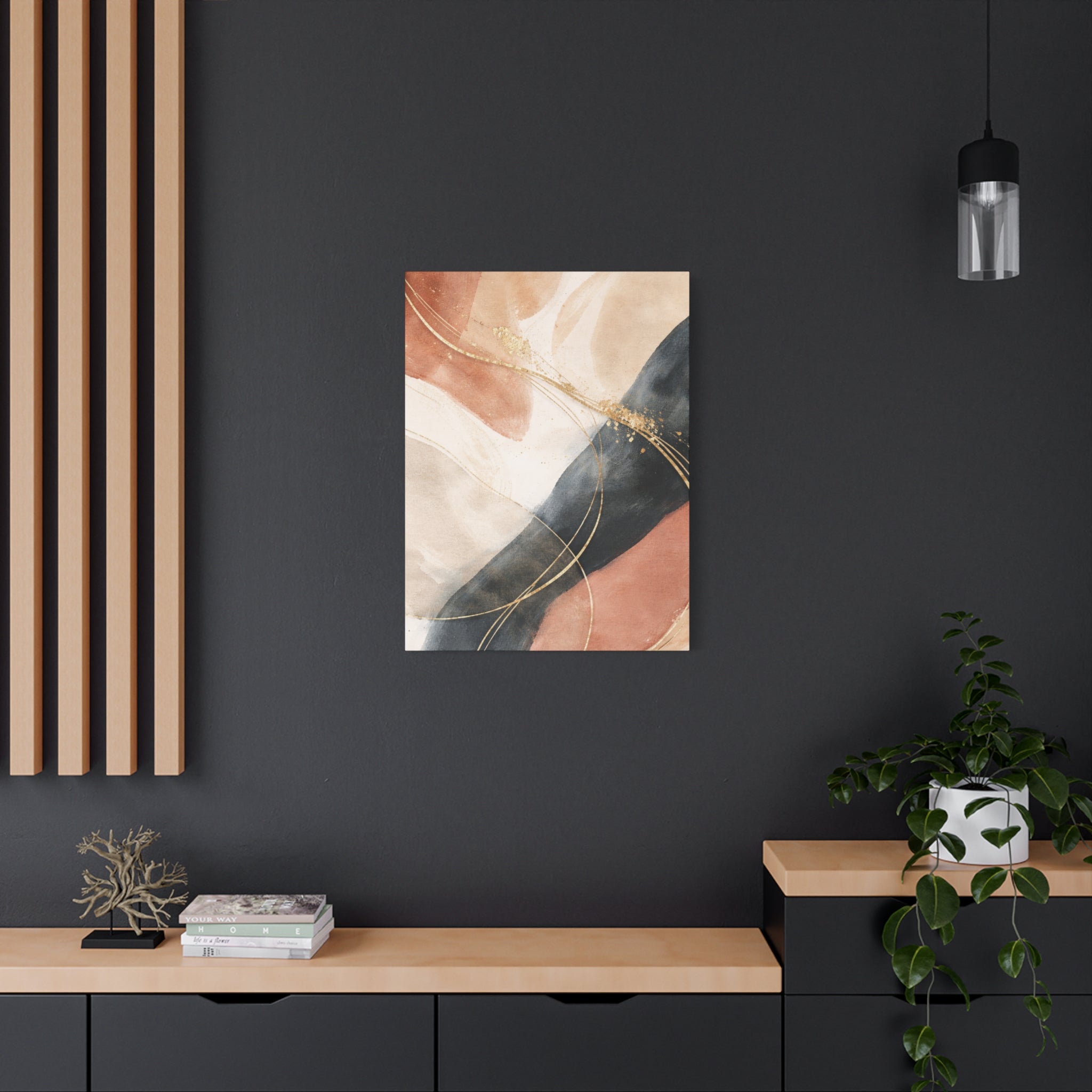 Abstract Blush & Gold Matte Canvas Print