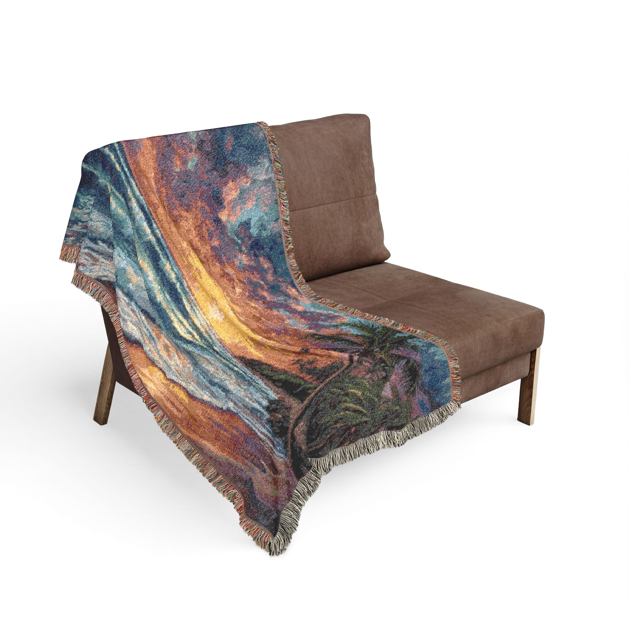 Beach Sunset Woven Blanket