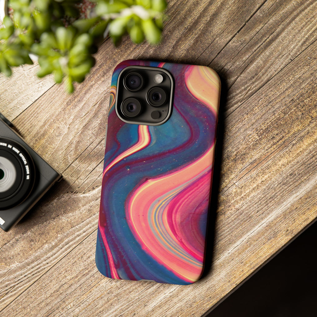 Colorful Wavy Marble Swirl Protective Phone Case