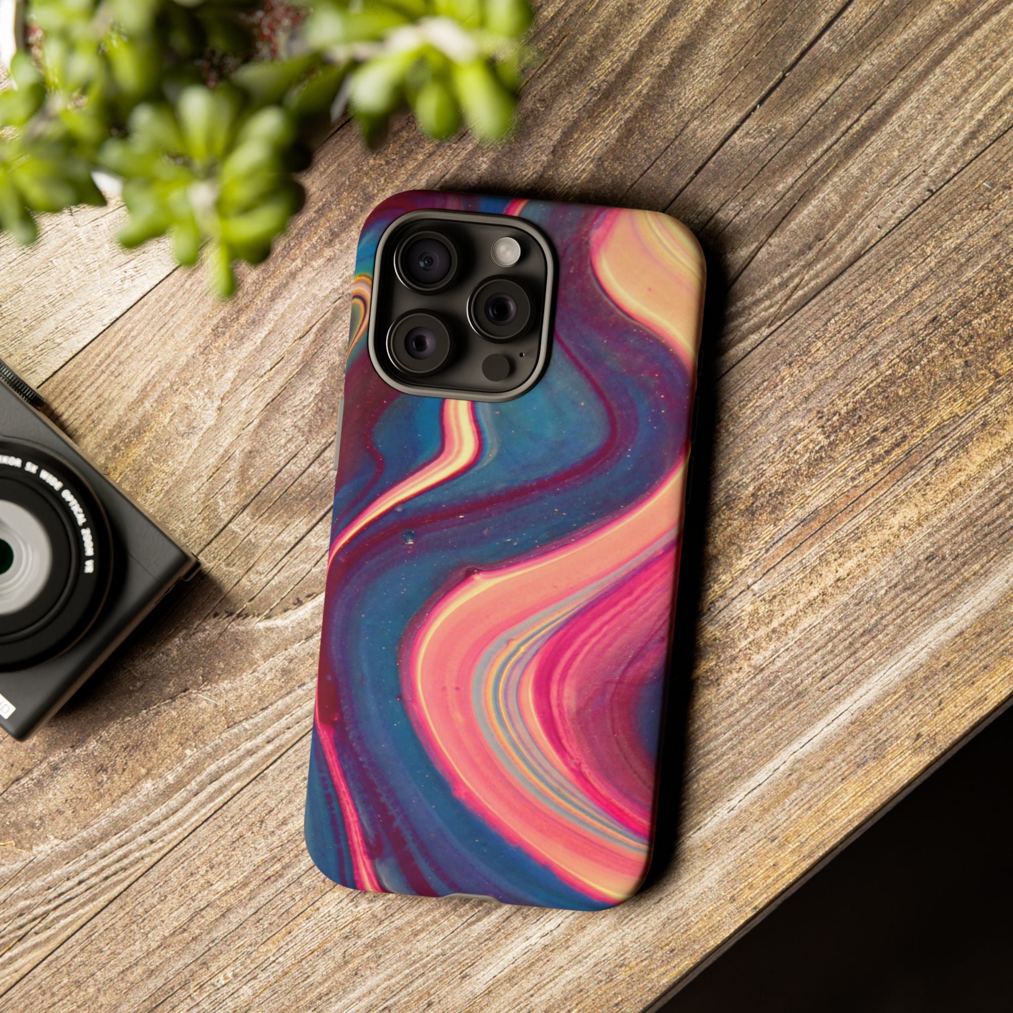 Colorful Wavy Marble Swirl Protective Phone Case