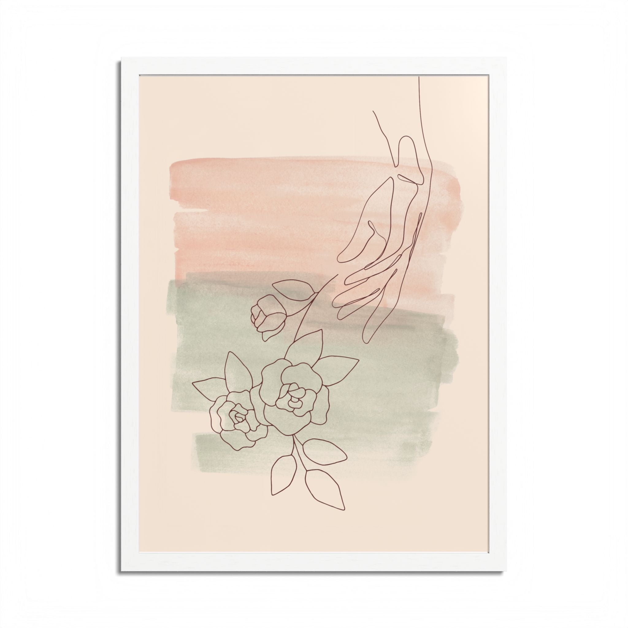 Hand Reaching for Flowers Framed Poster