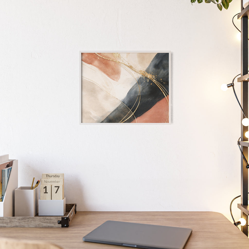 Abstract Gold Arc Framed Poster Modern Watercolor Wall Art