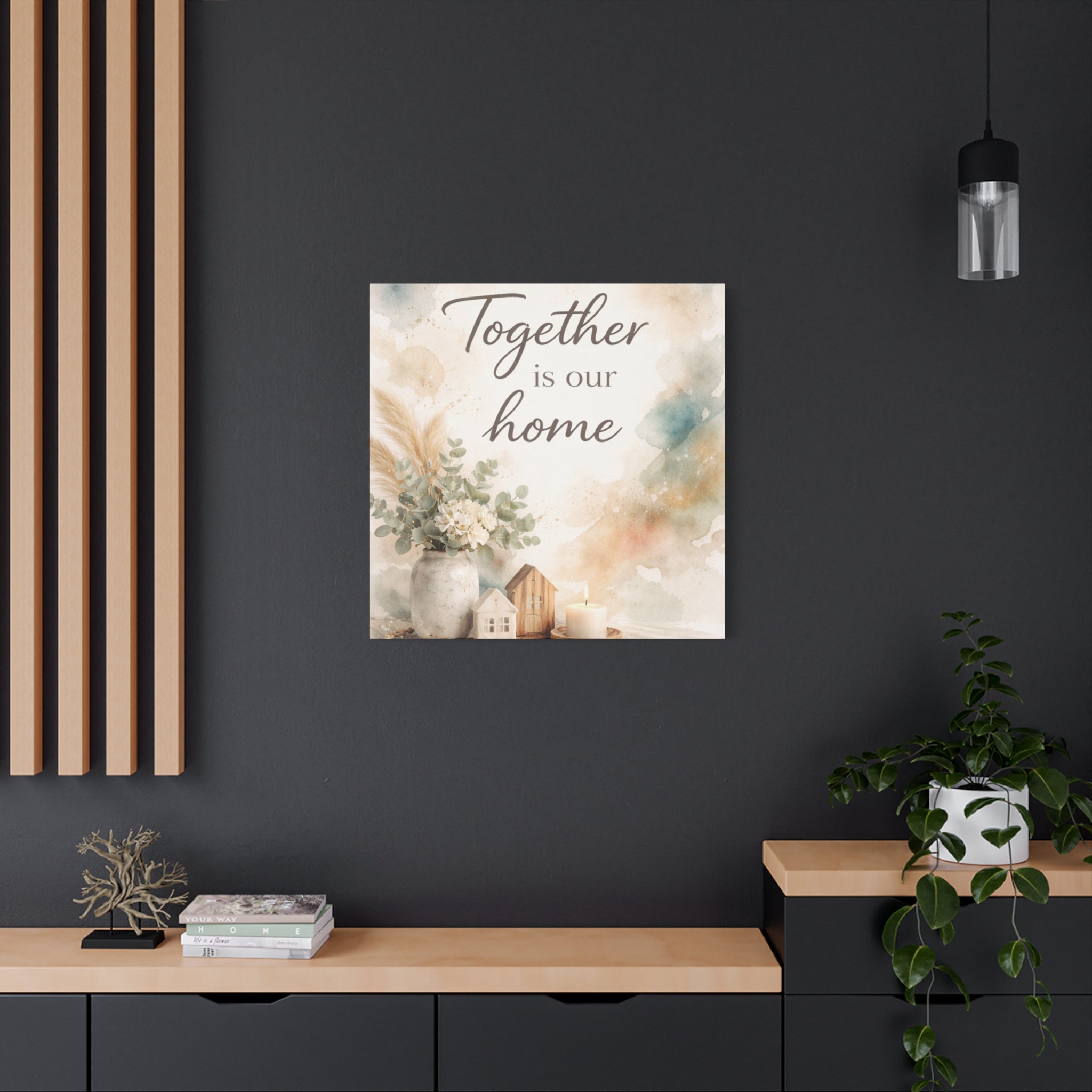 Together Is Our Home Floral Inspirational Decor Canvas Wall Art