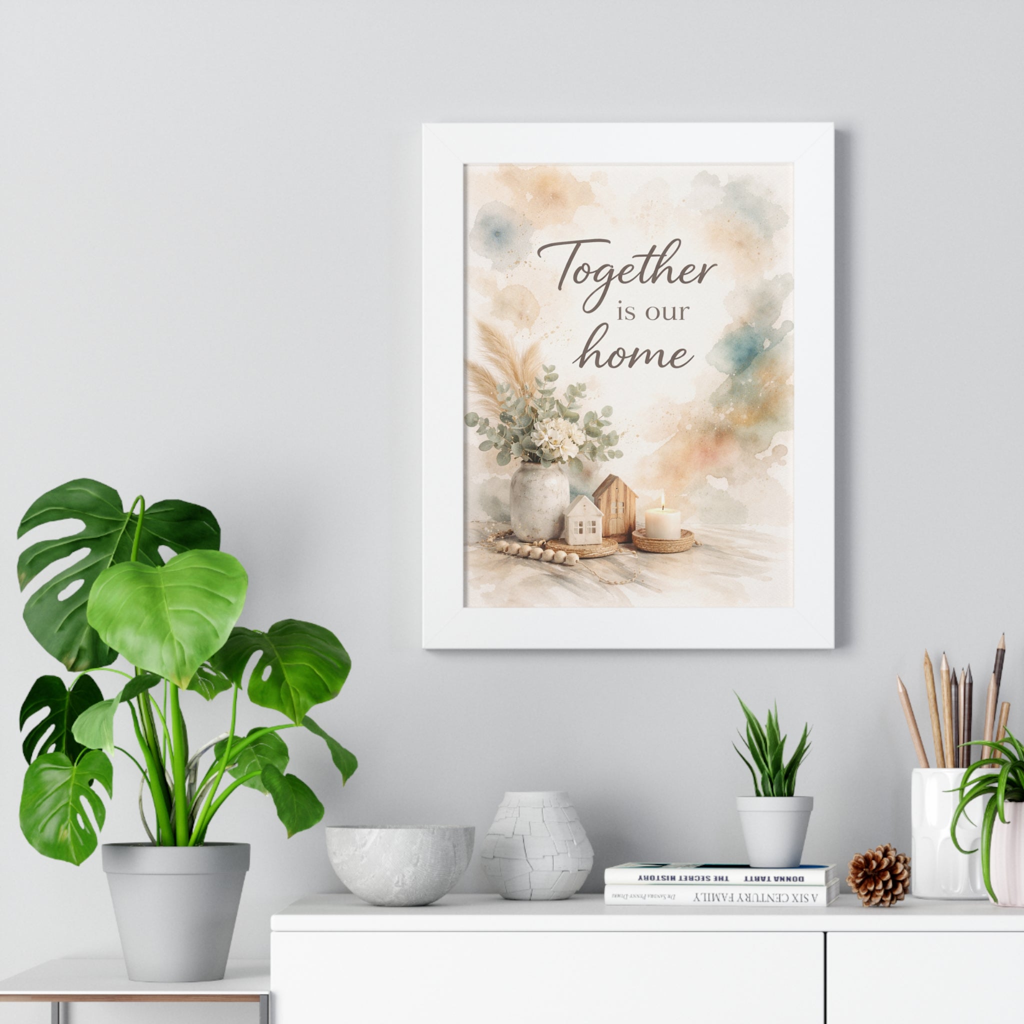 Together Is Our Home Framed Poster — Watercolor Wall Art