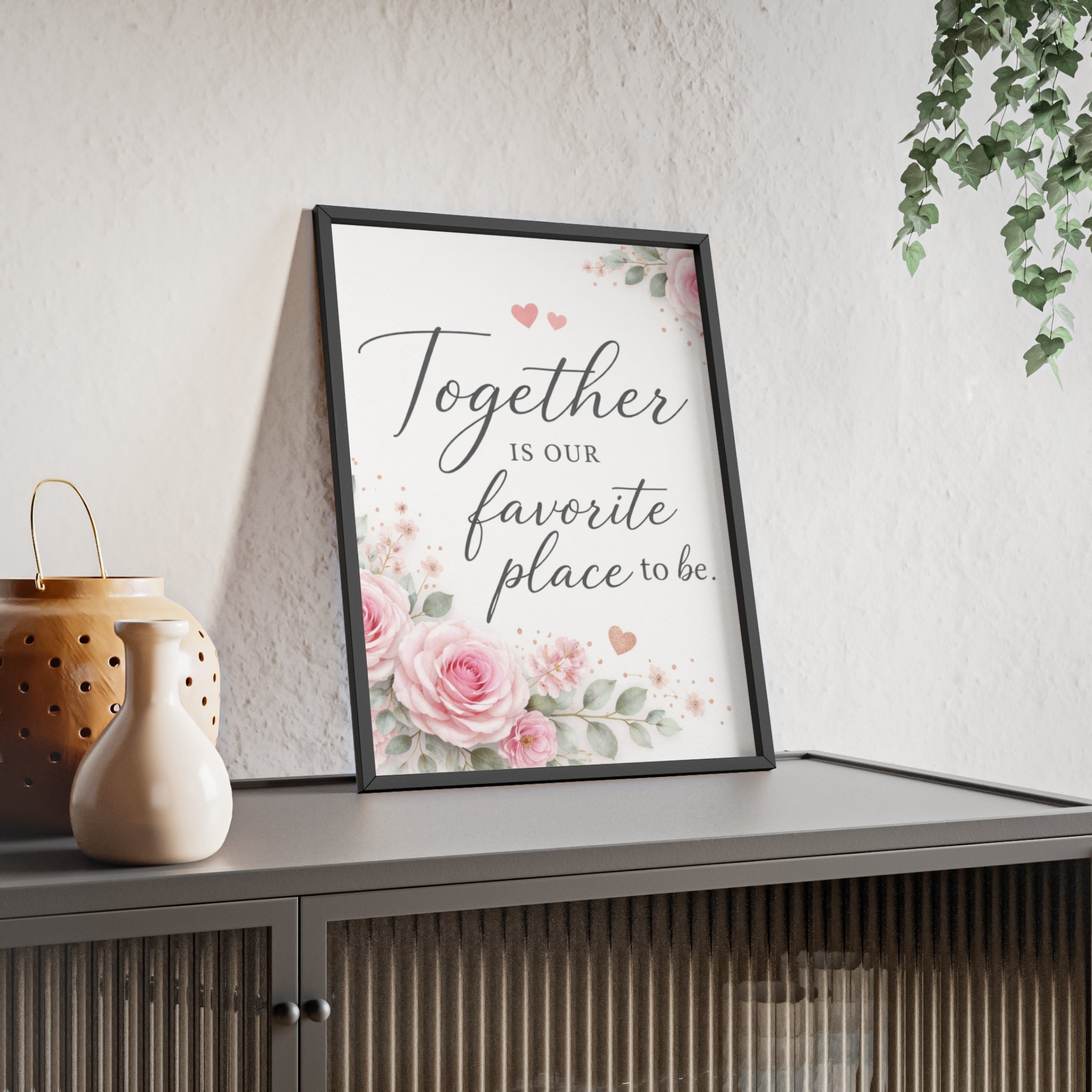 Together Is Our Favorite Place To Be Framed Floral Wall Art