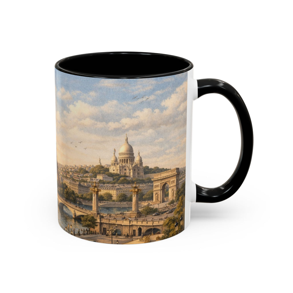 Paris Vintage Skyline Coffee Mug Eiffel Tower and Sacré‑Cœur