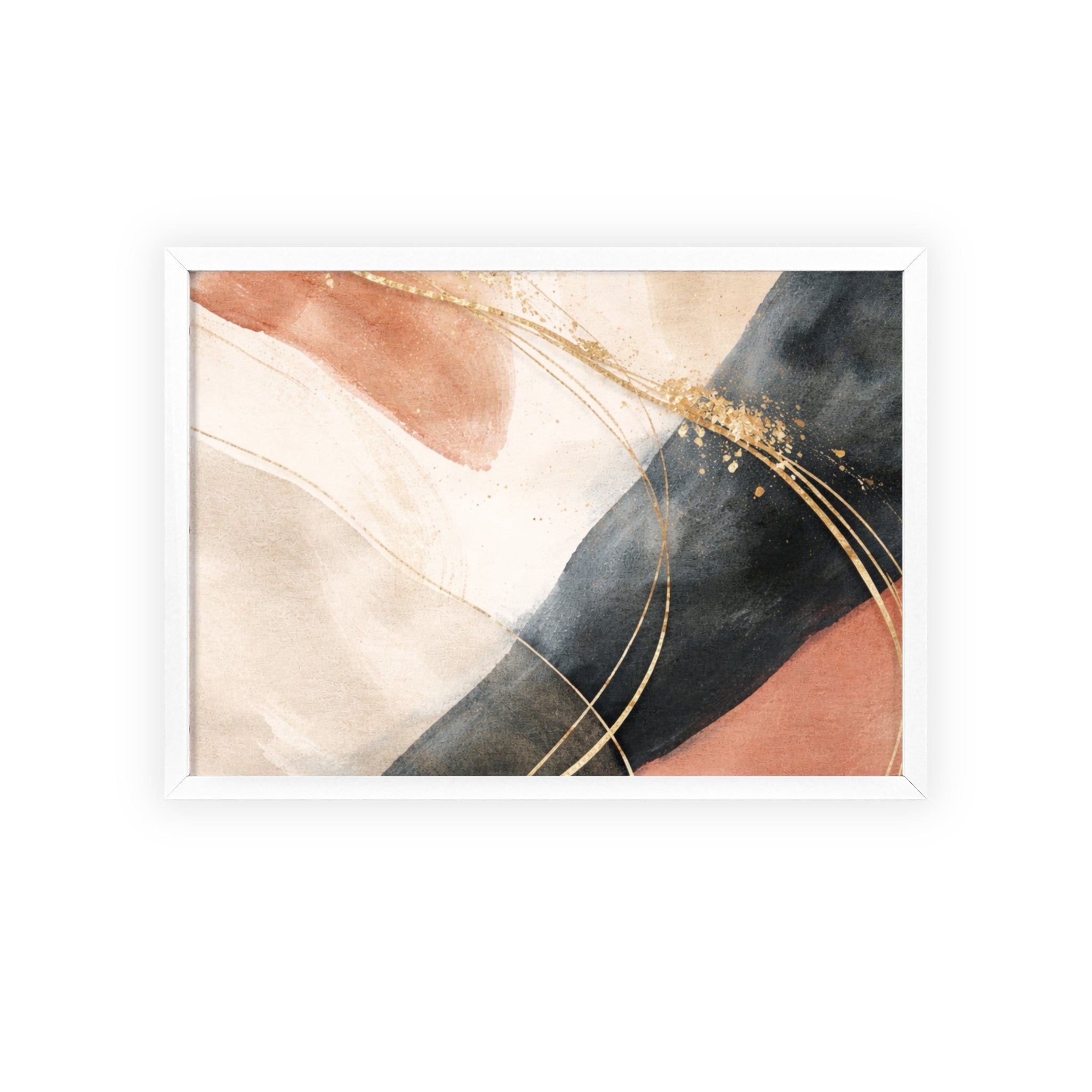 Abstract Gold Arc Framed Poster Modern Watercolor Wall Art