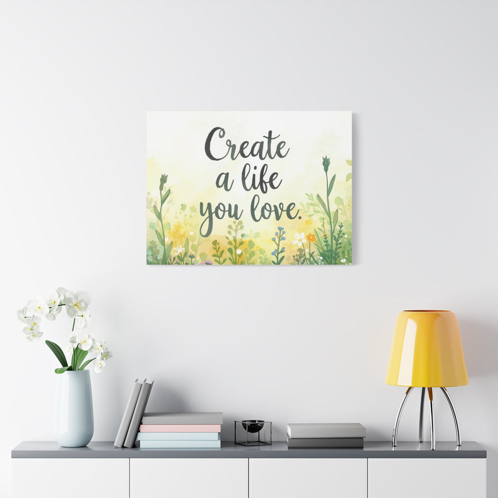 Create a Life You Love Inspirational Floral Matte Canvas Wall Art