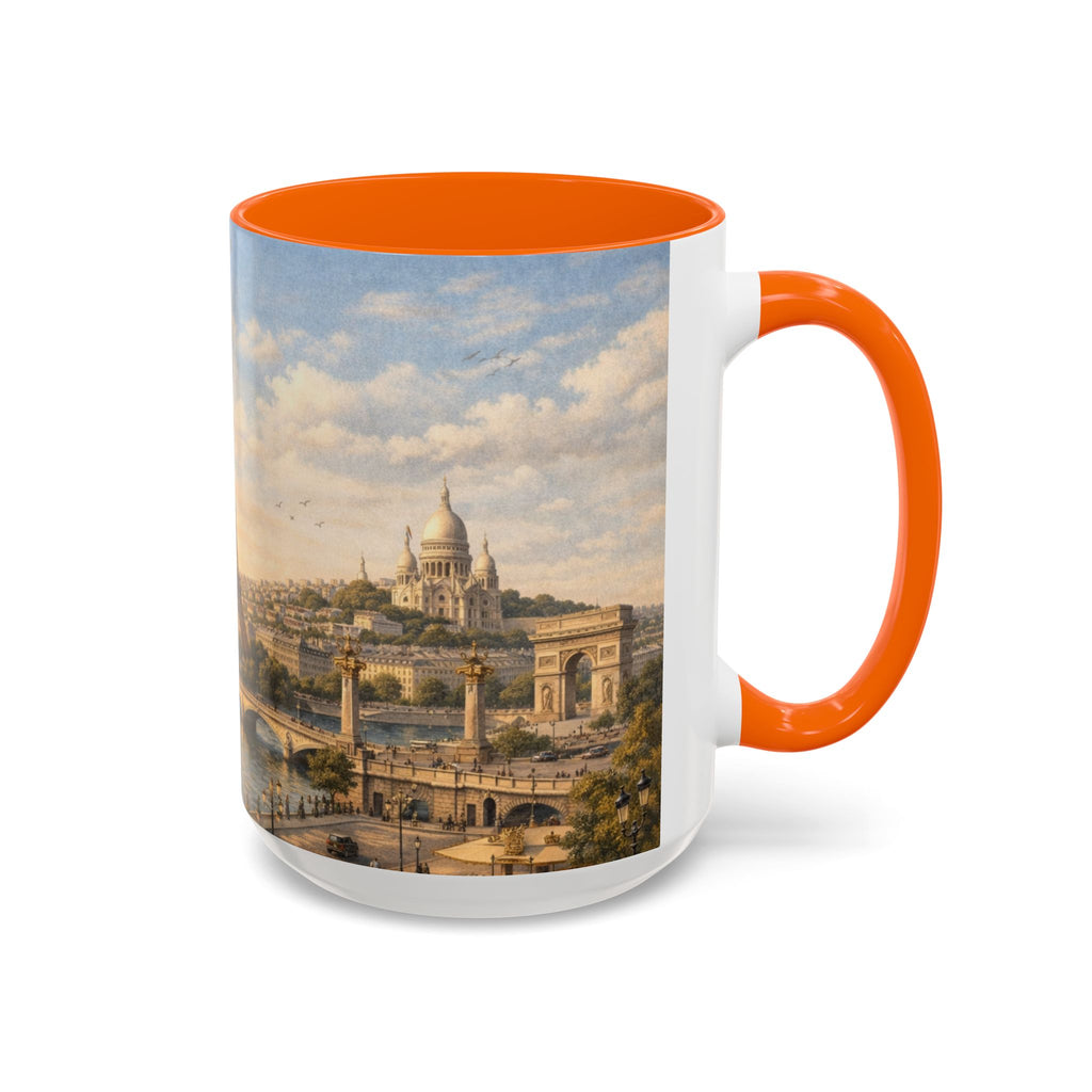 Paris Vintage Skyline Coffee Mug Eiffel Tower and Sacré‑Cœur