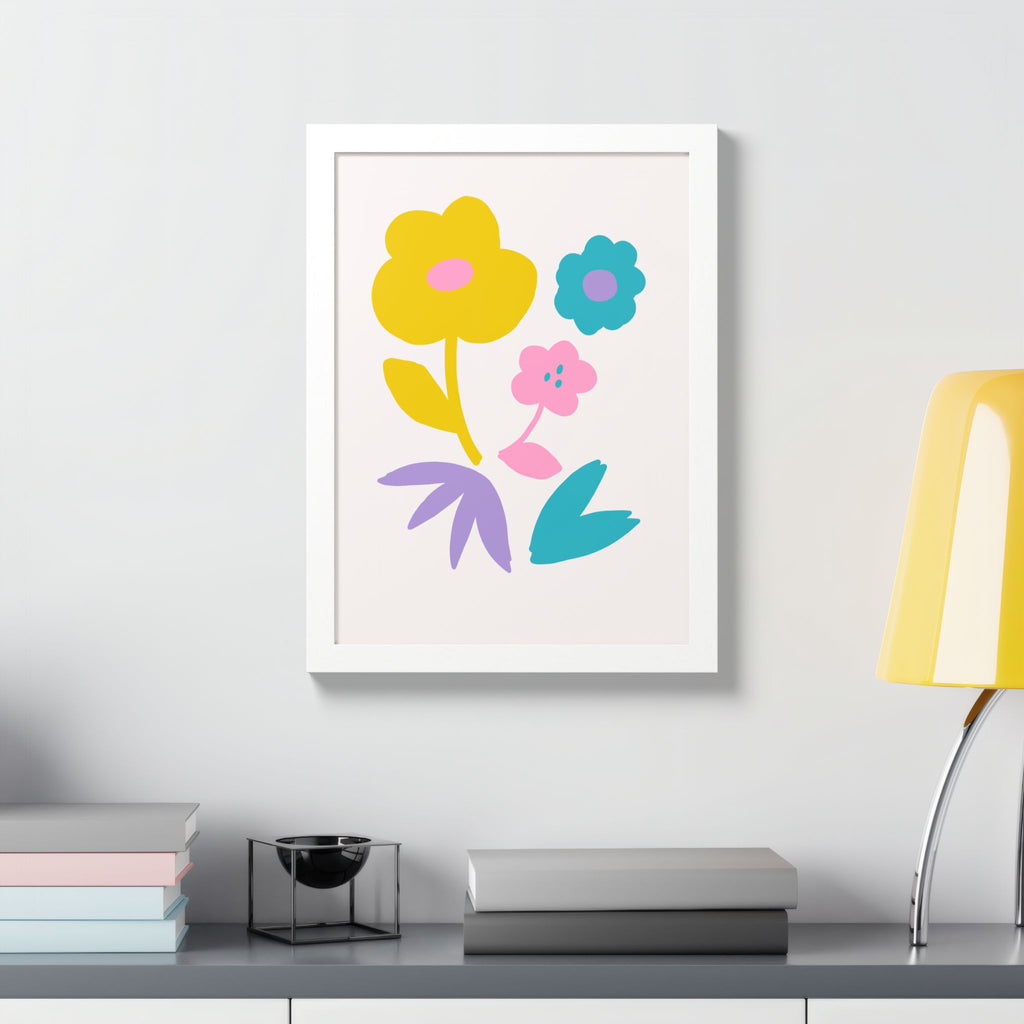 Multi-Color Floral Framed Poster