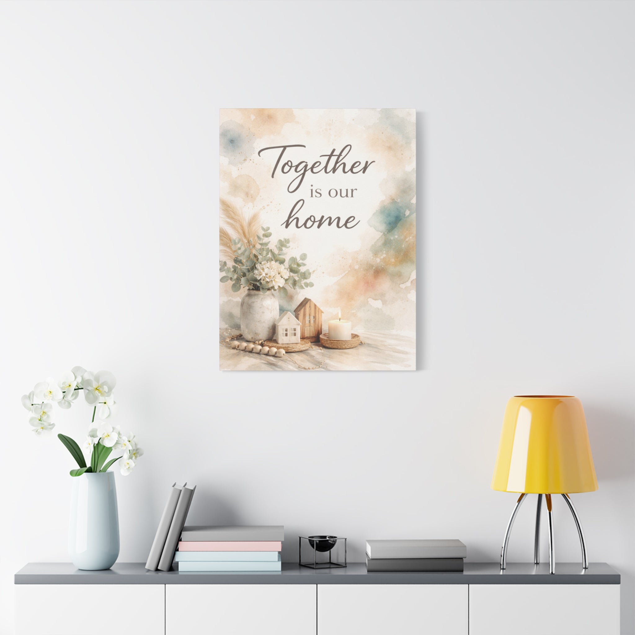 Together Is Our Home Floral Inspirational Decor Canvas Wall Art