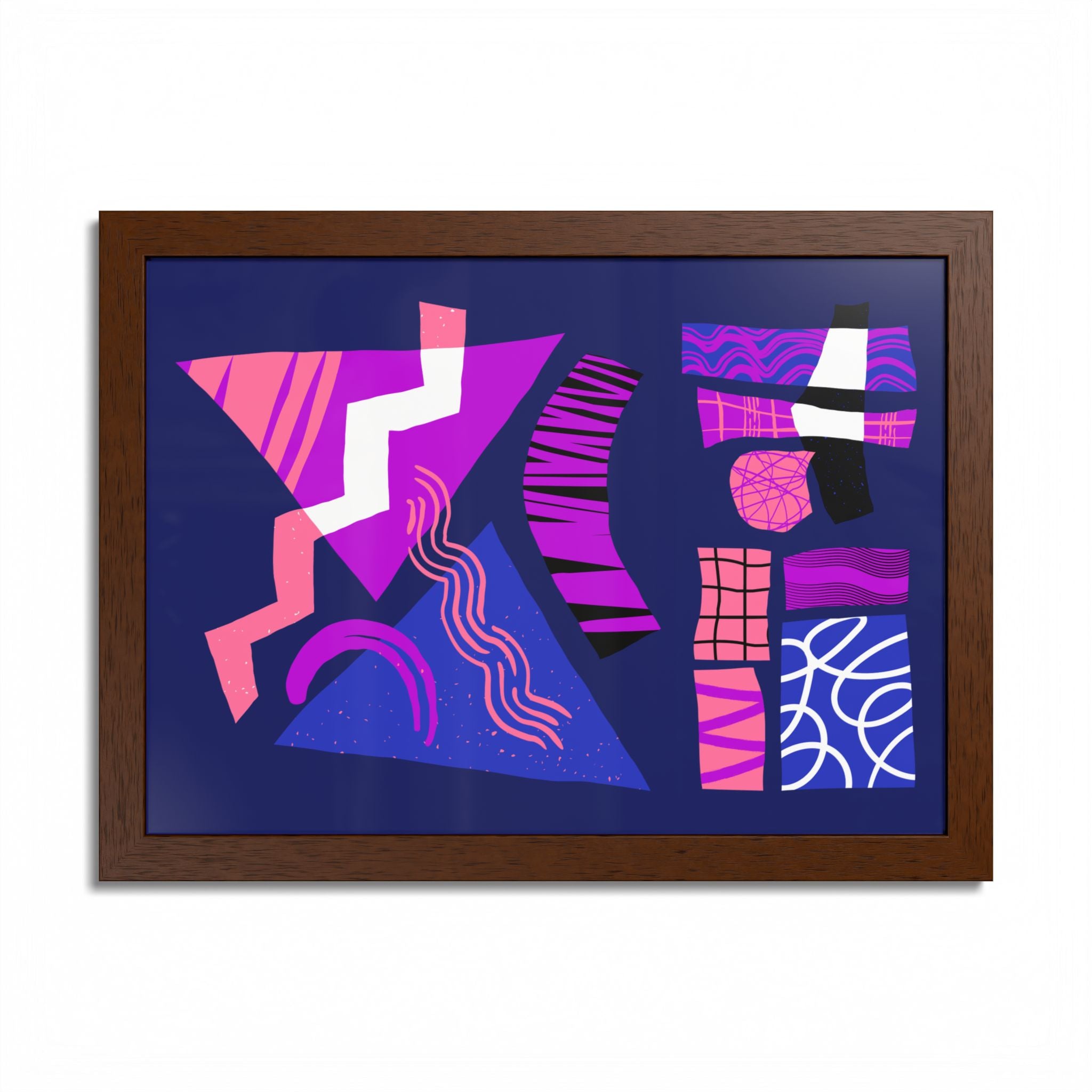 Abstract Geometric Framed Poster — Pink & Purple Modern Wall Art