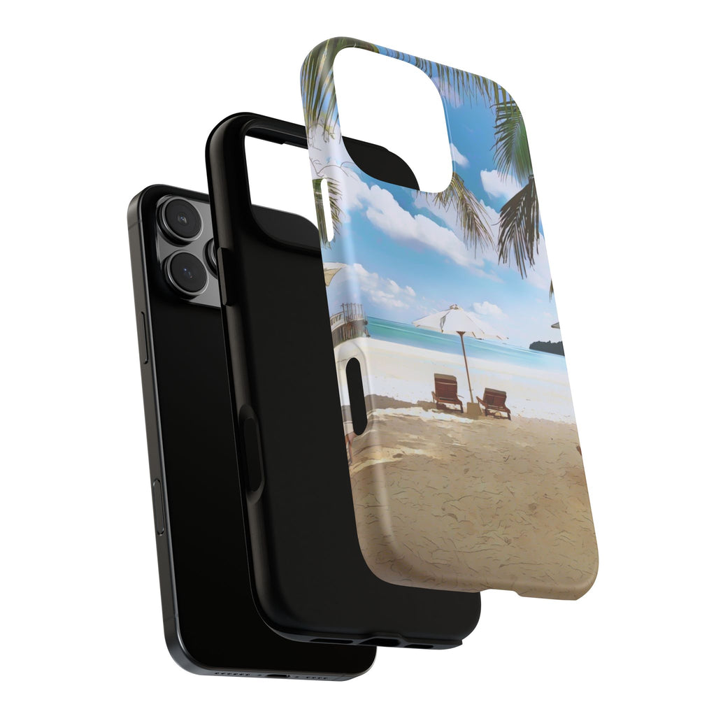 Beach Paradise Tropical Palm Beach Scene Tough Phone Case