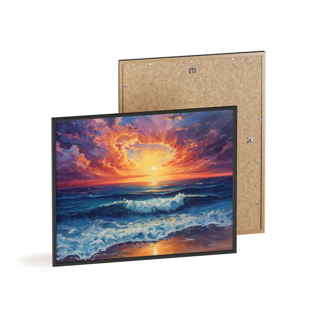 Sunset Ocean Vibrant Seascape Framed Poster