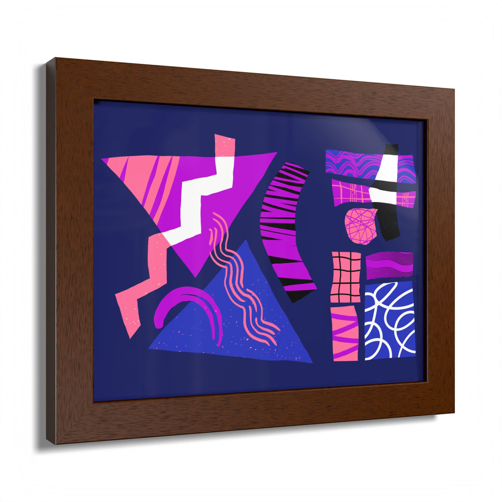 Abstract Geometric Framed Poster — Pink & Purple Modern Wall Art