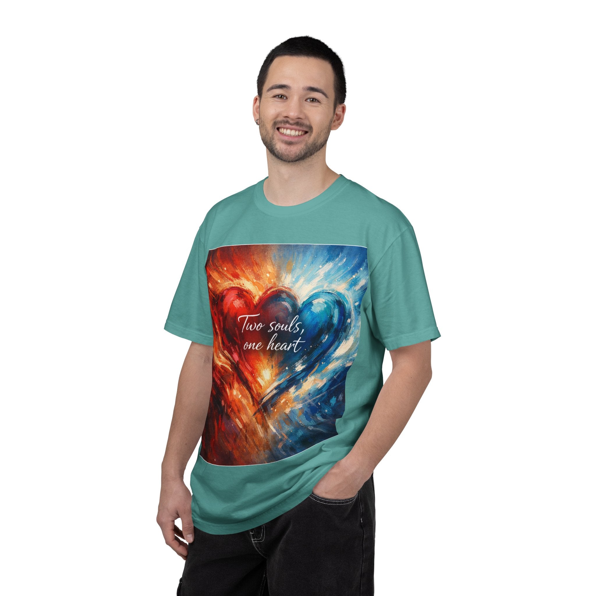 Two Souls One Heart Fiery and Ocean Heart Art T-Shirt