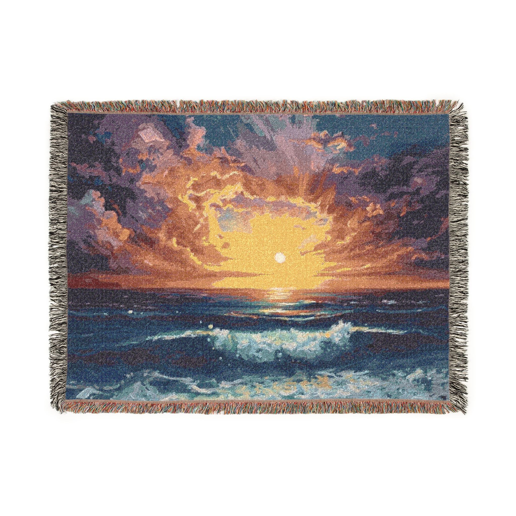 Beach Sunset Woven Blanket