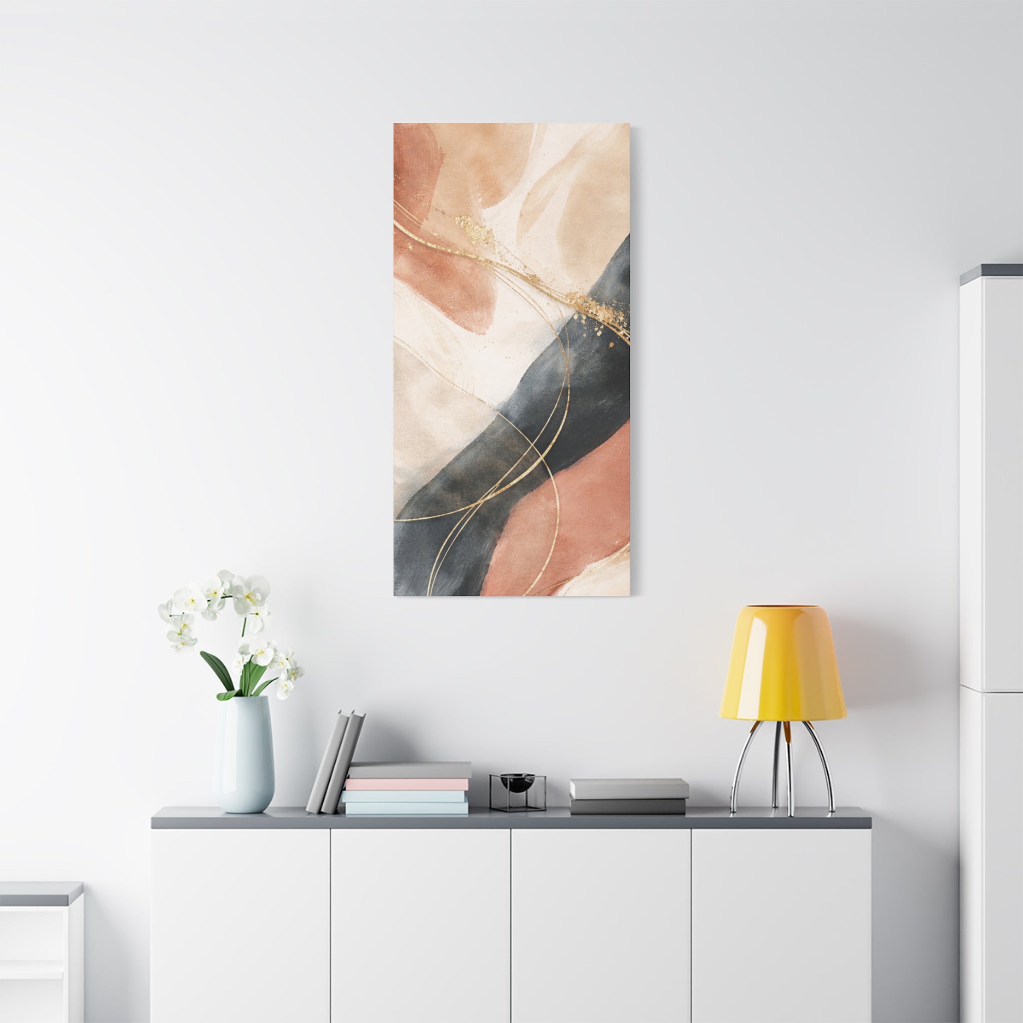 Abstract Blush & Gold Matte Canvas Print