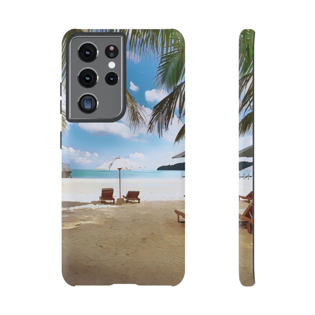 Beach Paradise Tropical Palm Beach Scene Tough Phone Case