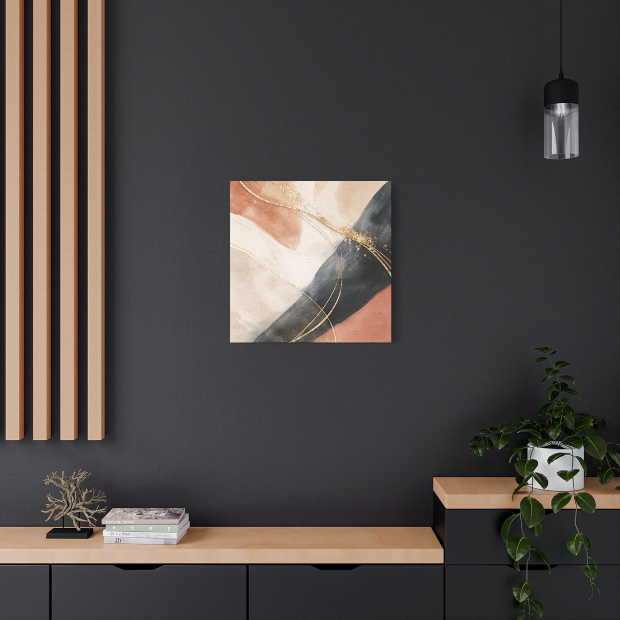 Abstract Blush & Gold Matte Canvas Print