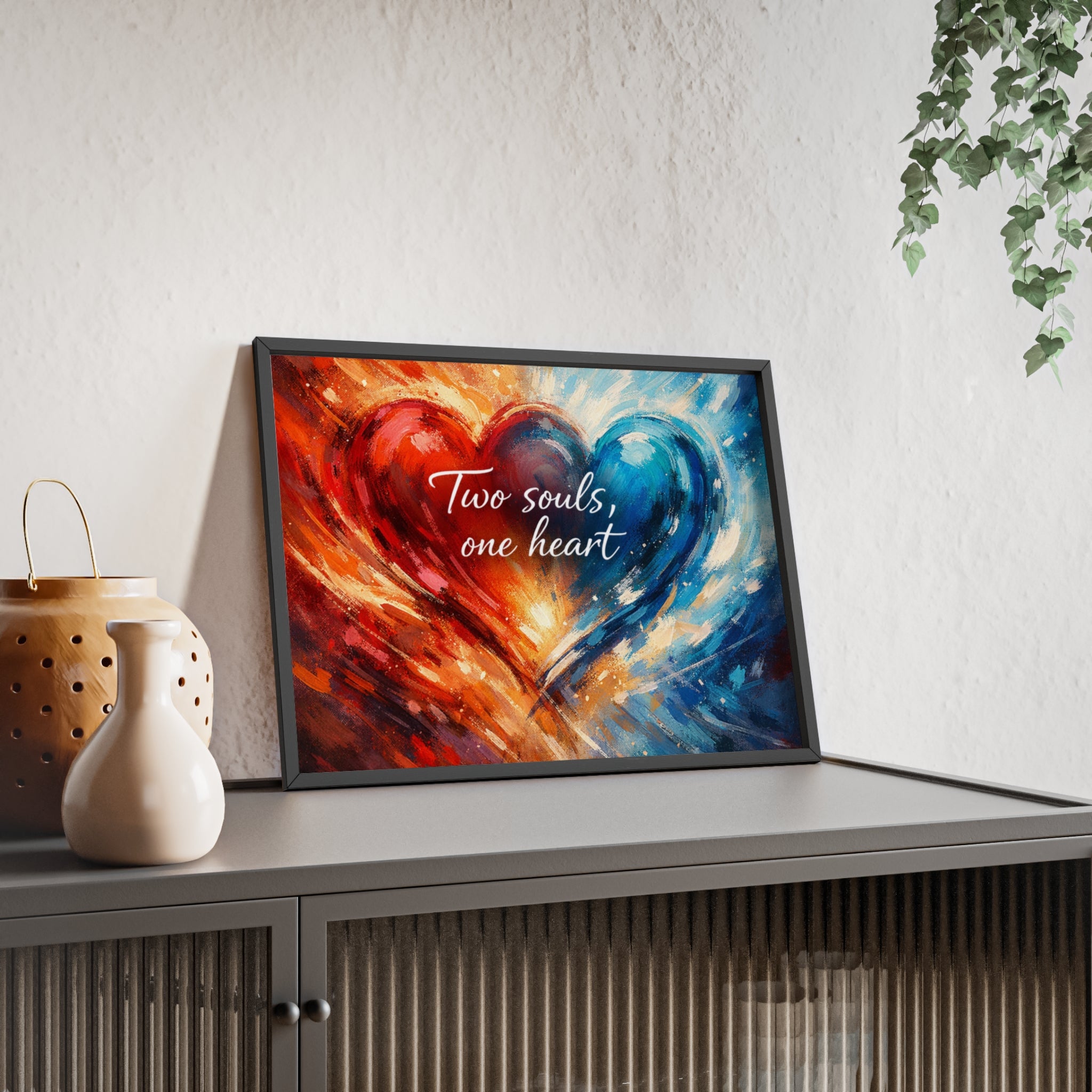Two Souls One Heart Intertwined Heart Framed Painting