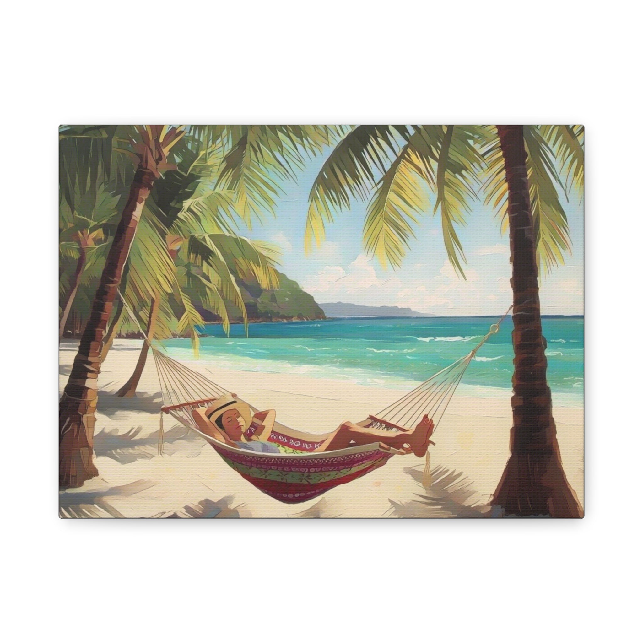 Tropical Beach Hammock Canvas Wall Art