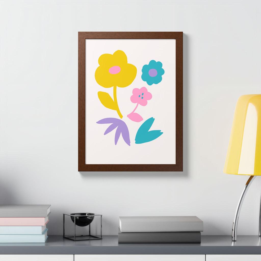 Multi-Color Floral Framed Poster