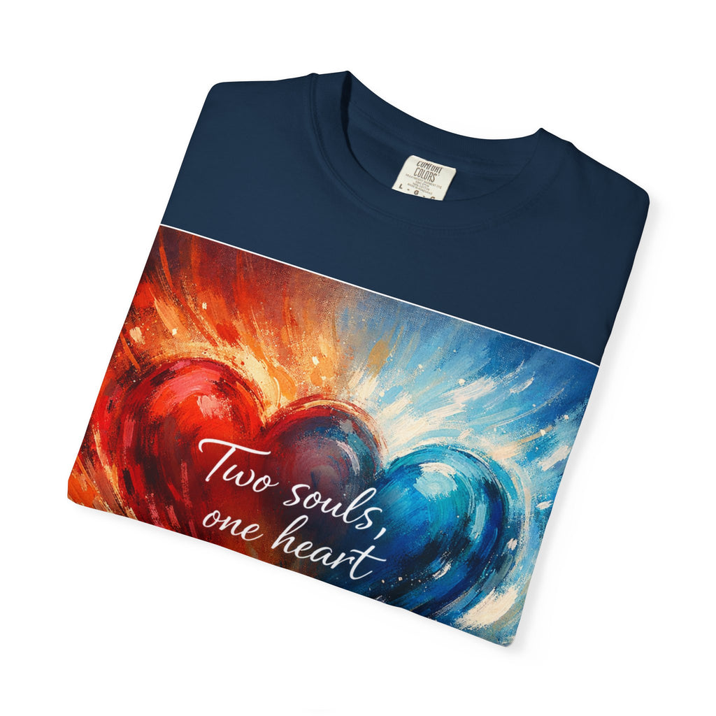 Two Souls One Heart Fiery and Ocean Heart Art T-Shirt