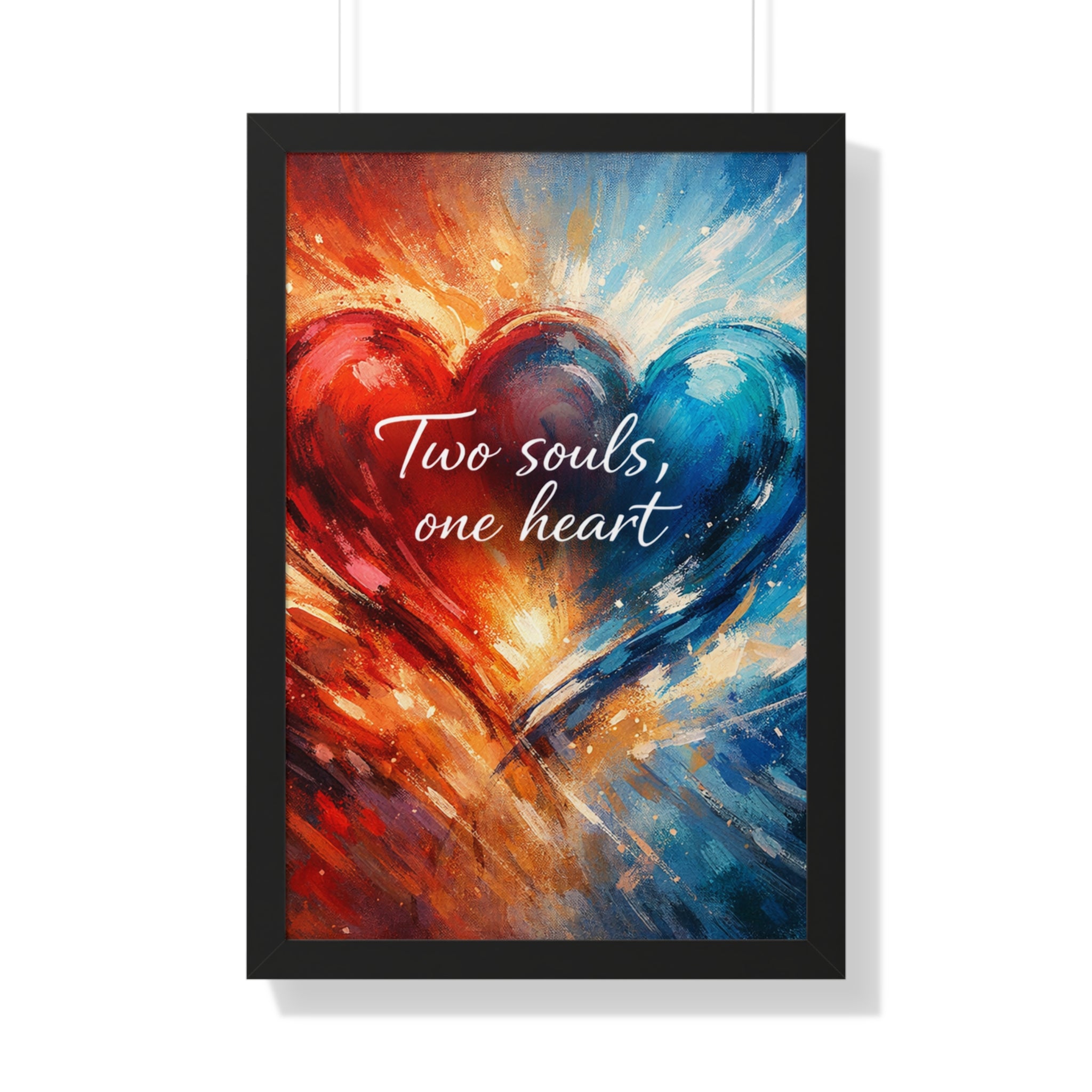 Two Souls One Heart Romantic Art Framed Poster