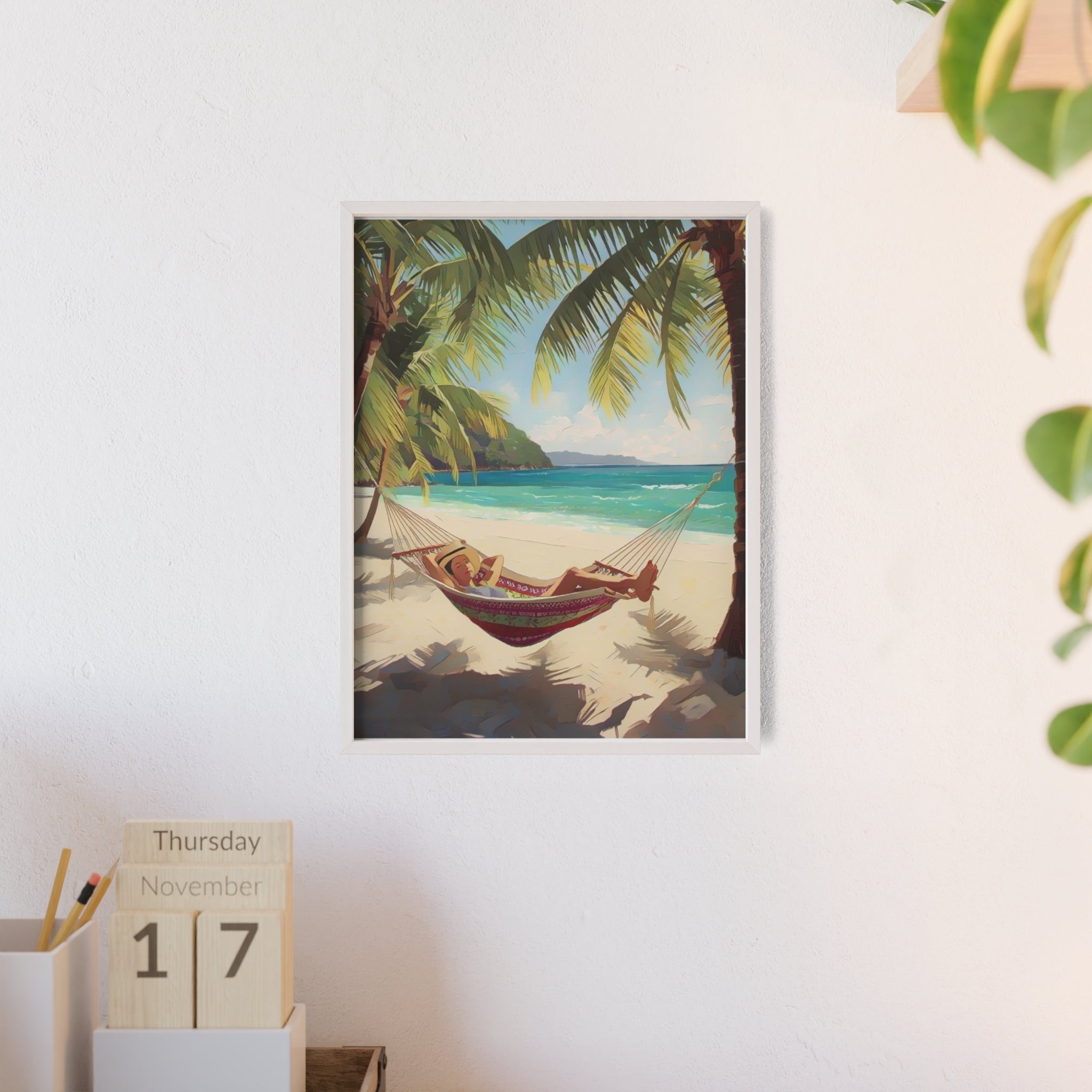 Tropical Beach Hammock Framed Poster