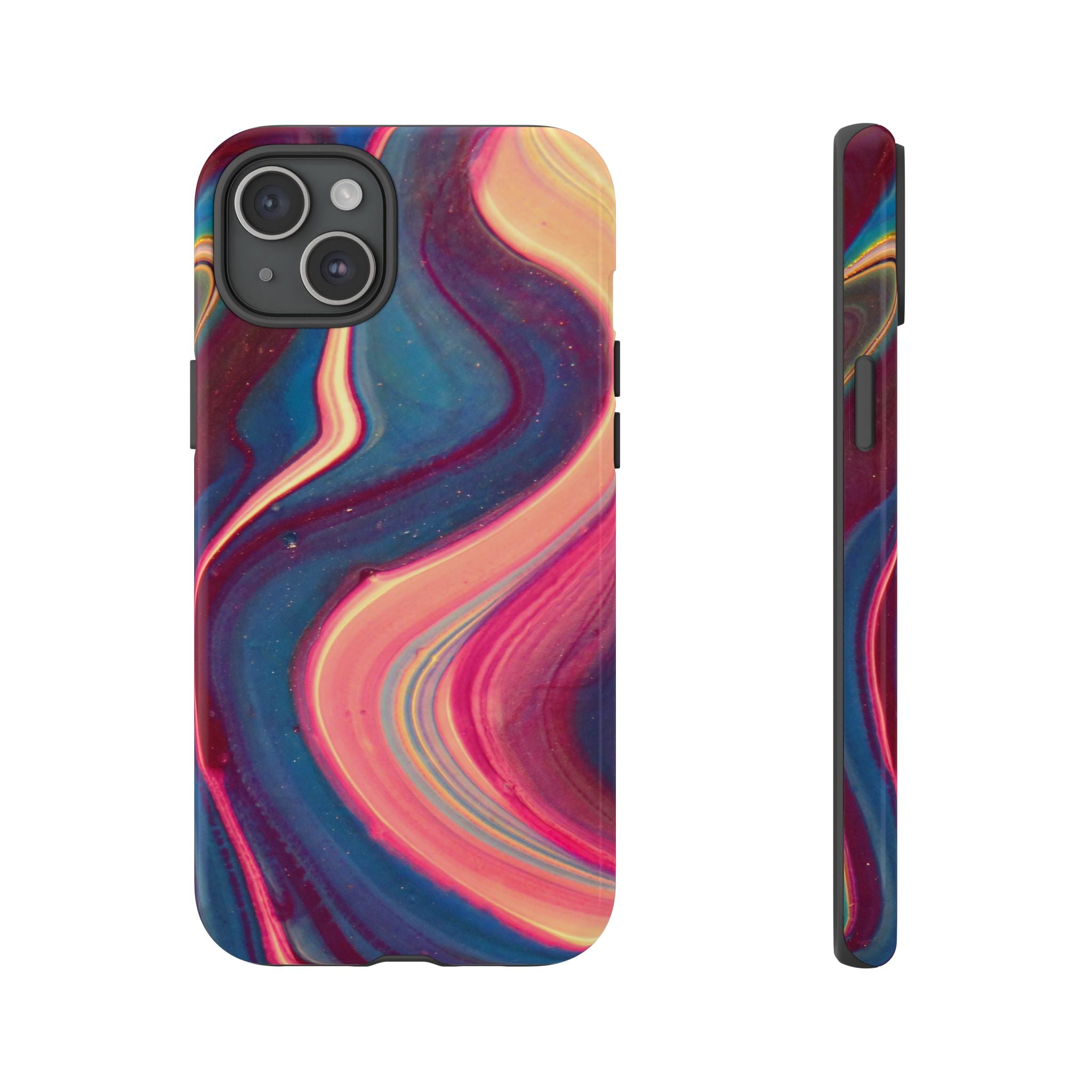 Colorful Wavy Marble Swirl Protective Phone Case