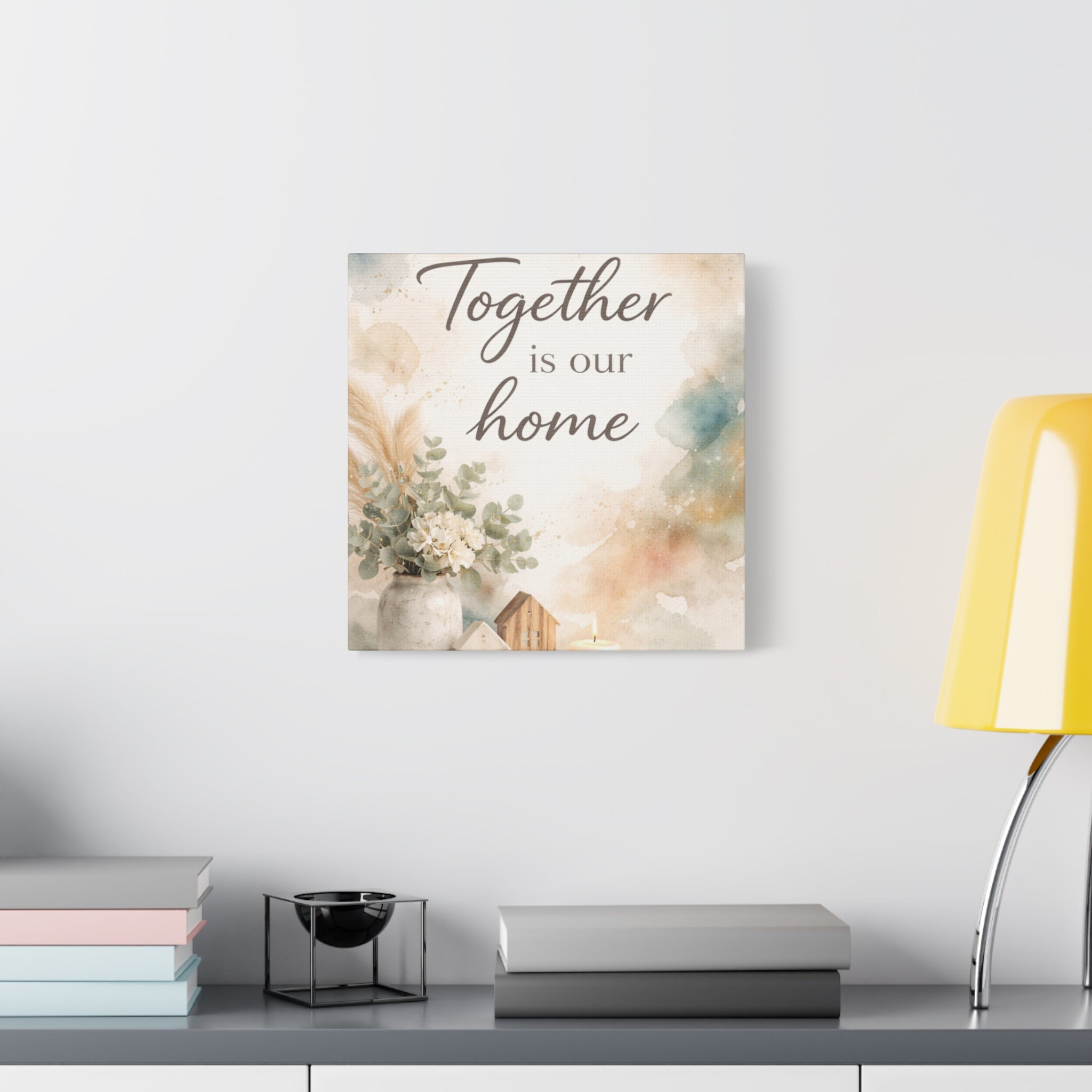 Together Is Our Home Floral Inspirational Decor Canvas Wall Art