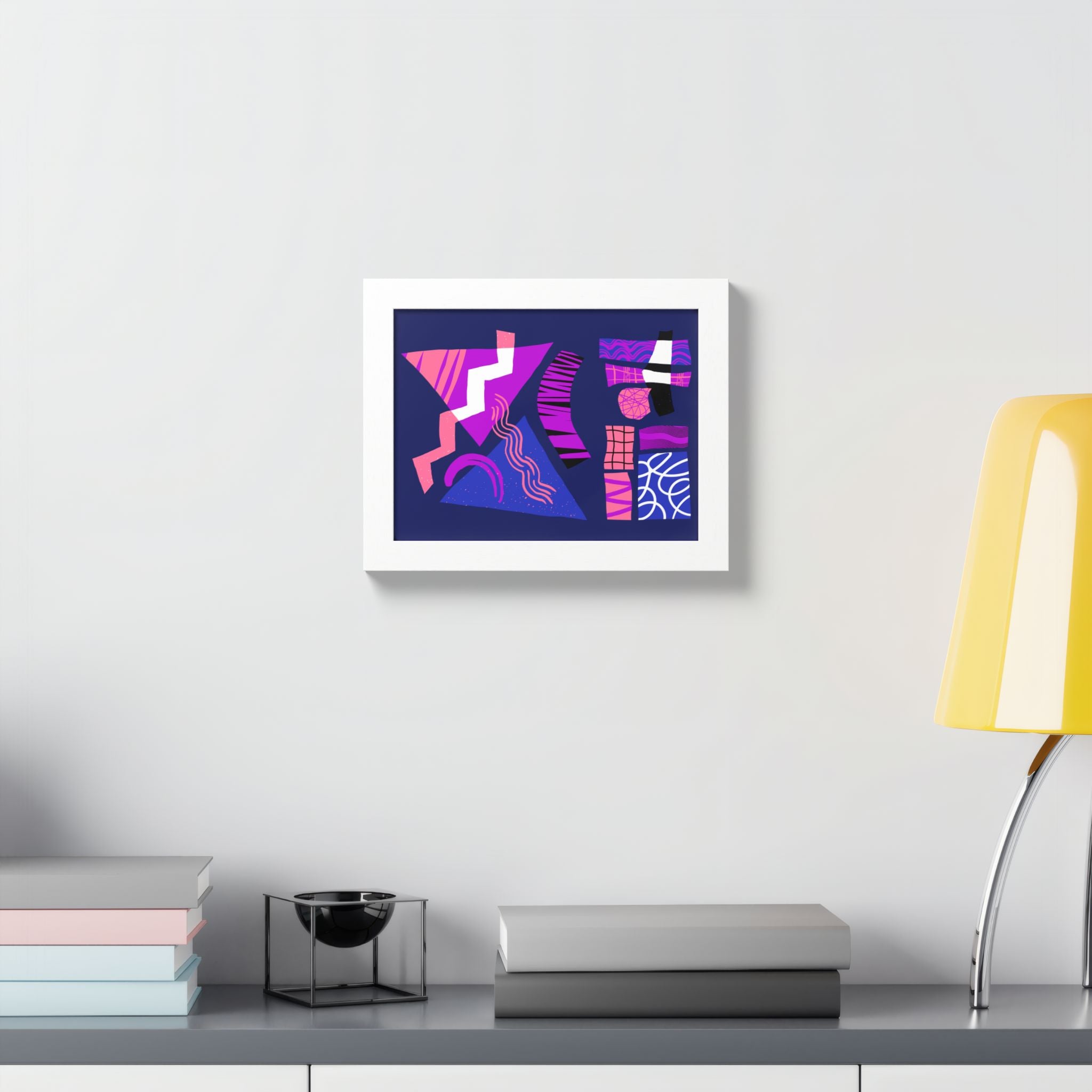 Abstract Geometric Framed Poster — Pink & Purple Modern Wall Art
