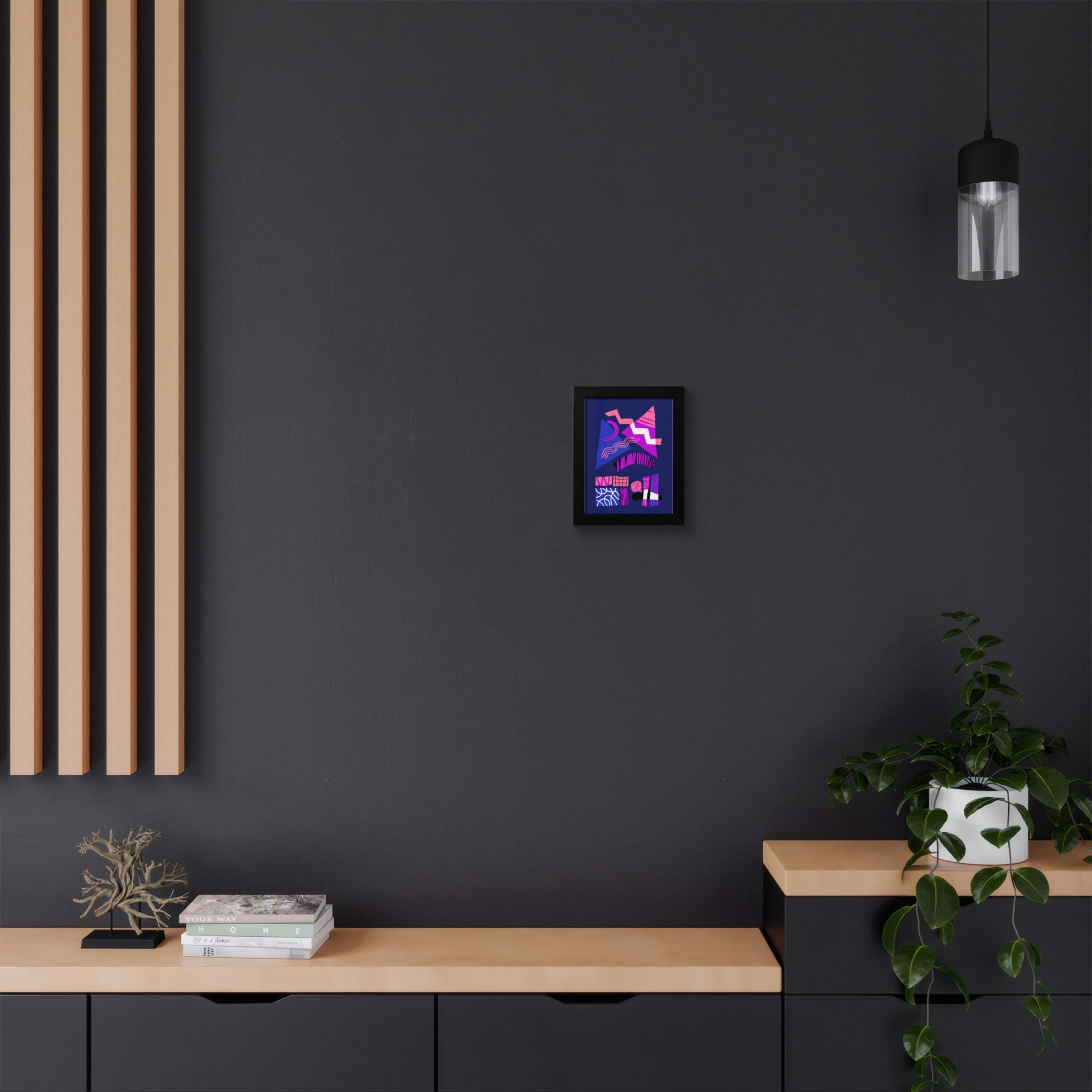 Abstract Geometric Framed Poster — Pink & Purple Modern Wall Art