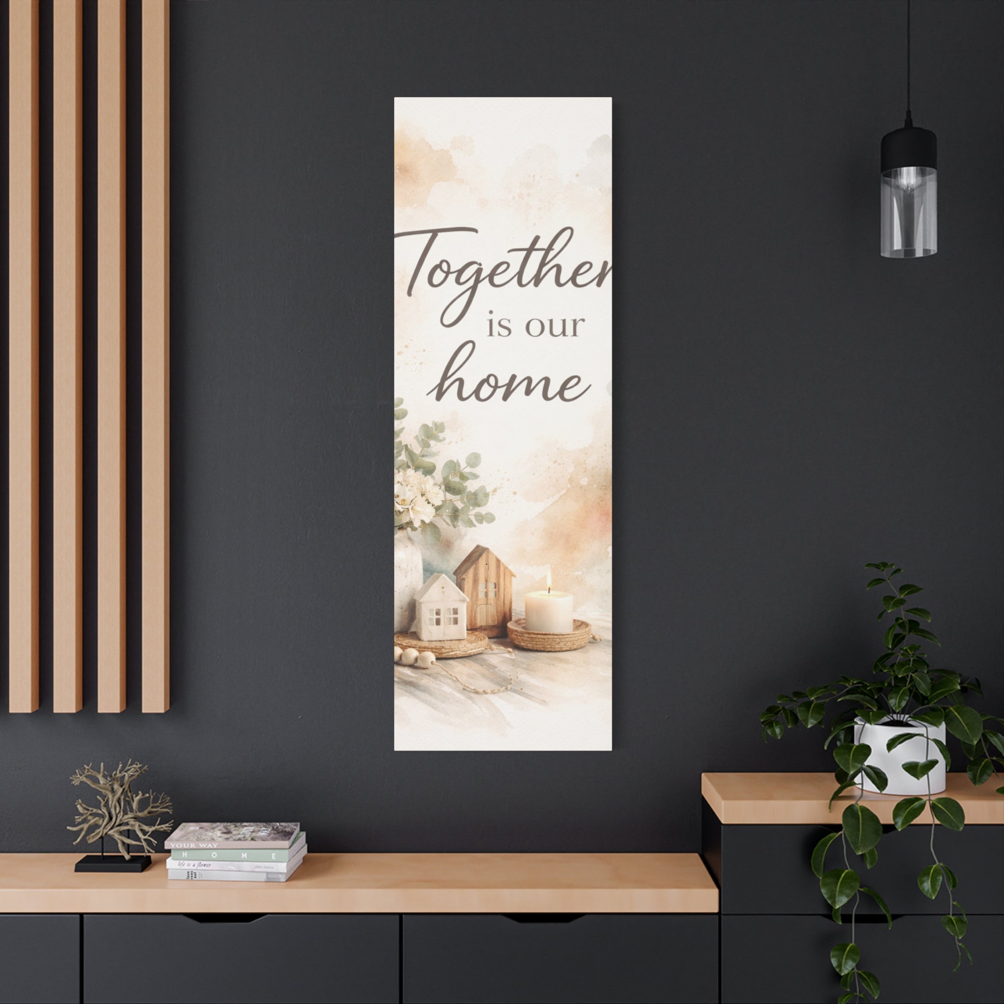 Together Is Our Home Floral Inspirational Decor Canvas Wall Art