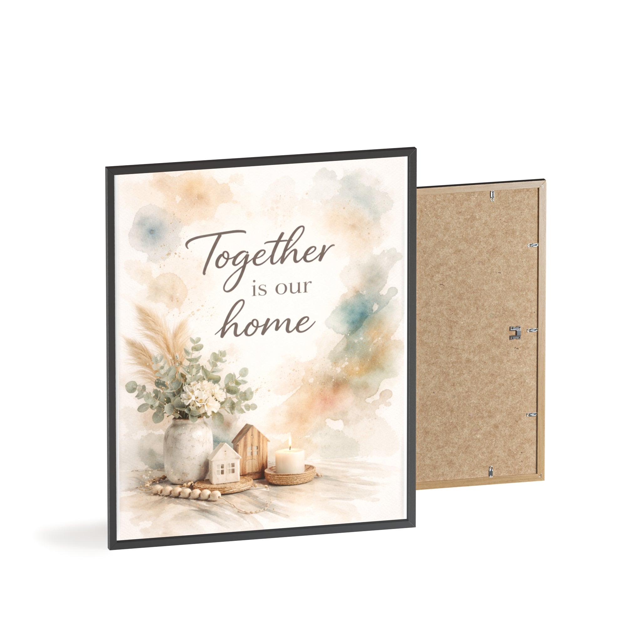 Together Is Our Home Framed Poster Cozy Watercolor Floral Wall Art