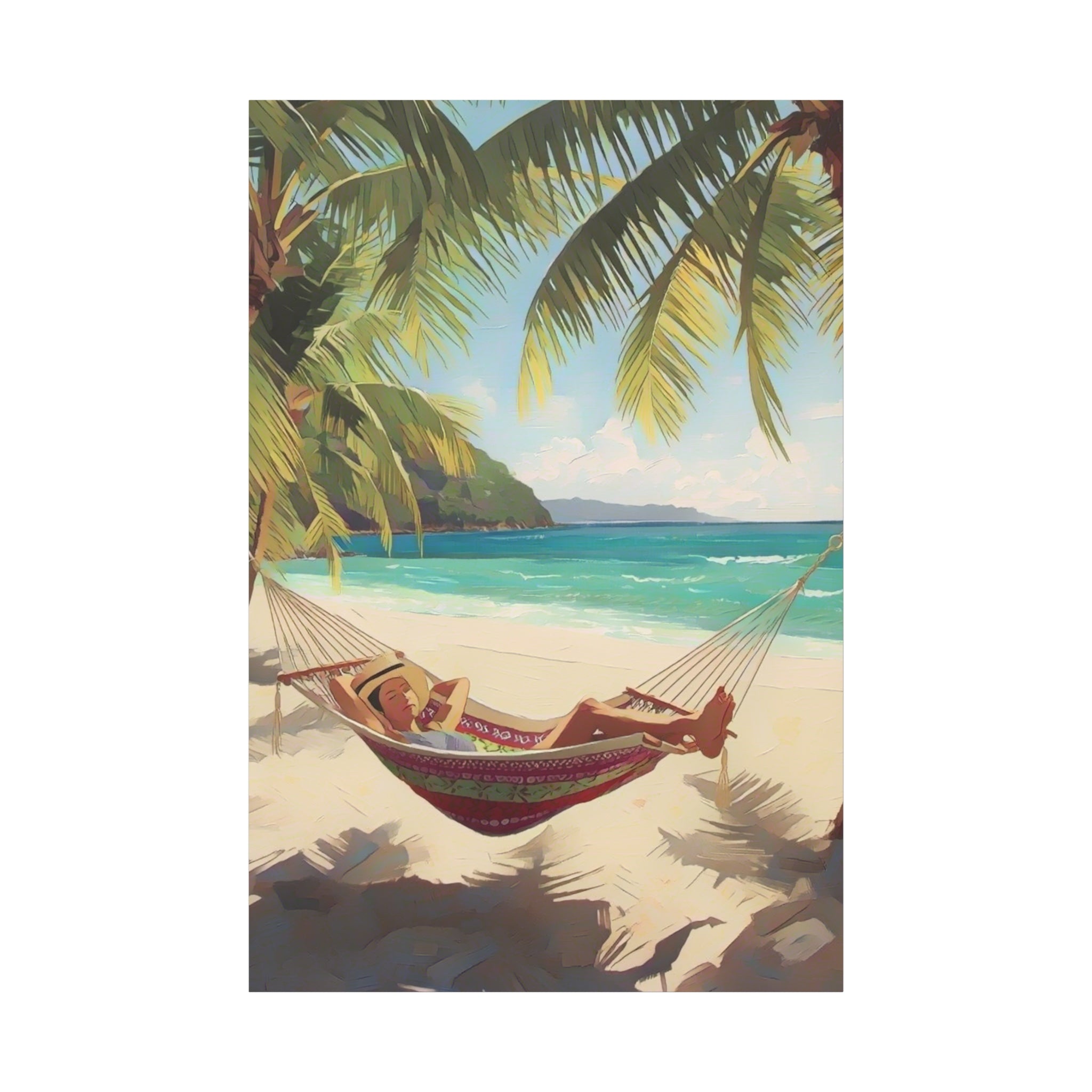 Tropical Beach Hammock Canvas Wall Art