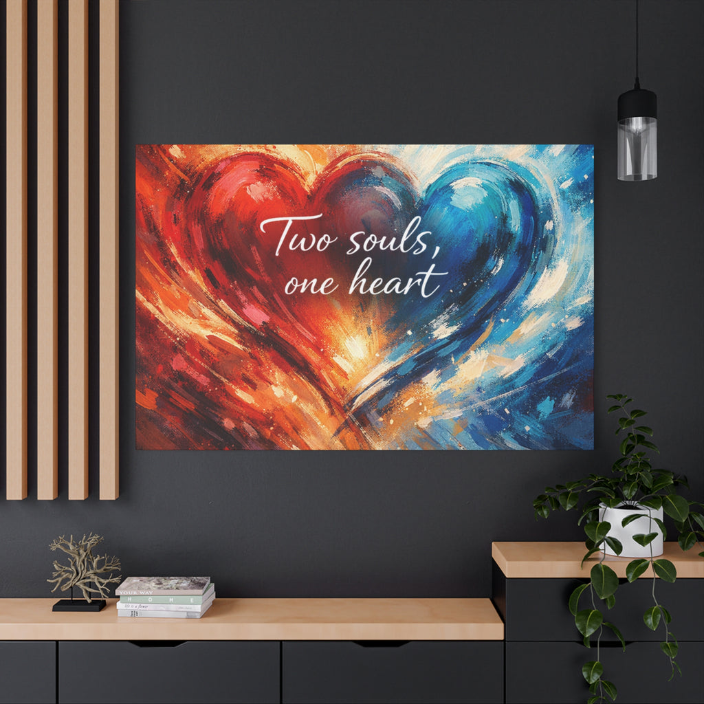 Two Souls One Heart Intertwined Heart Matte Canvas