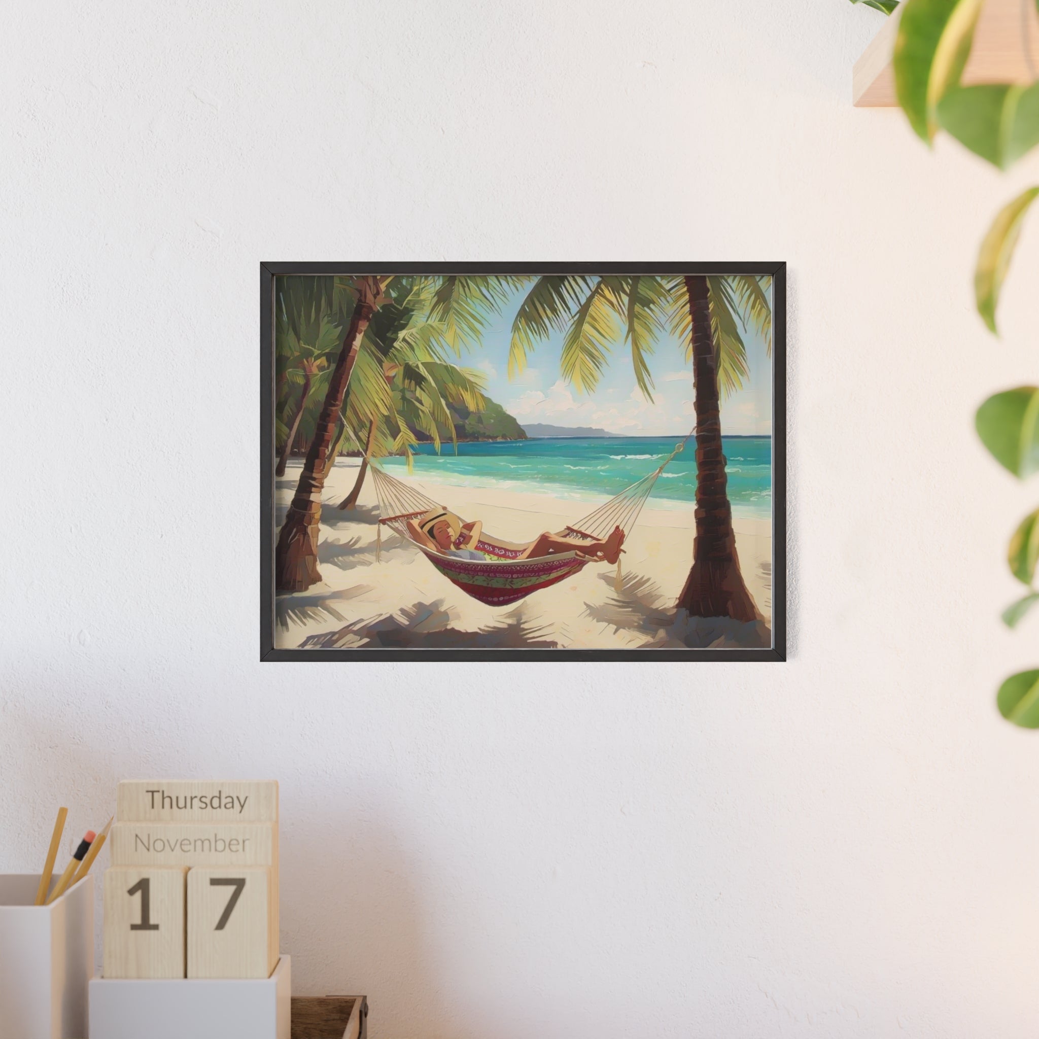 Tropical Beach Hammock Framed Poster