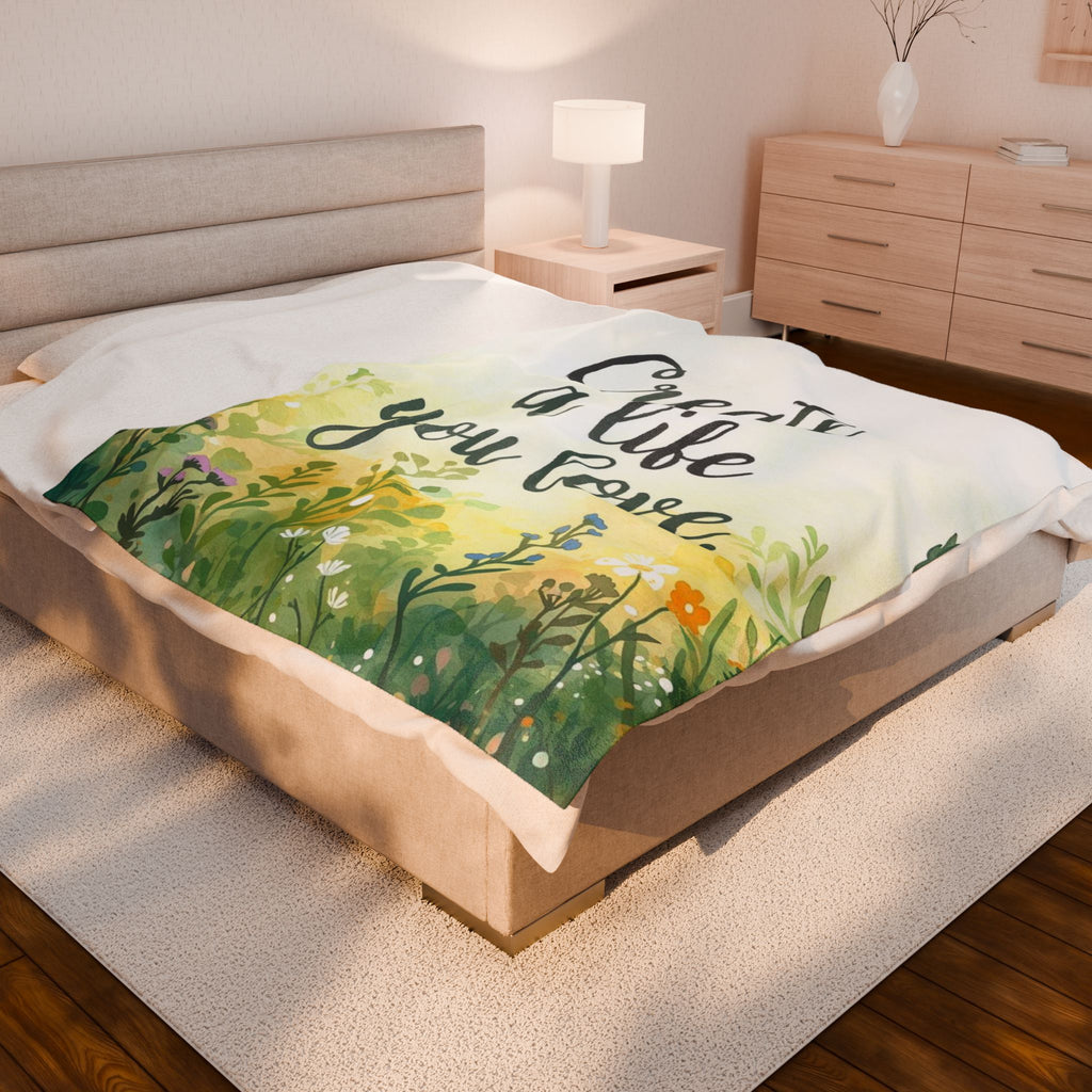 Create a Life You Love Velveteen Plush Blanket