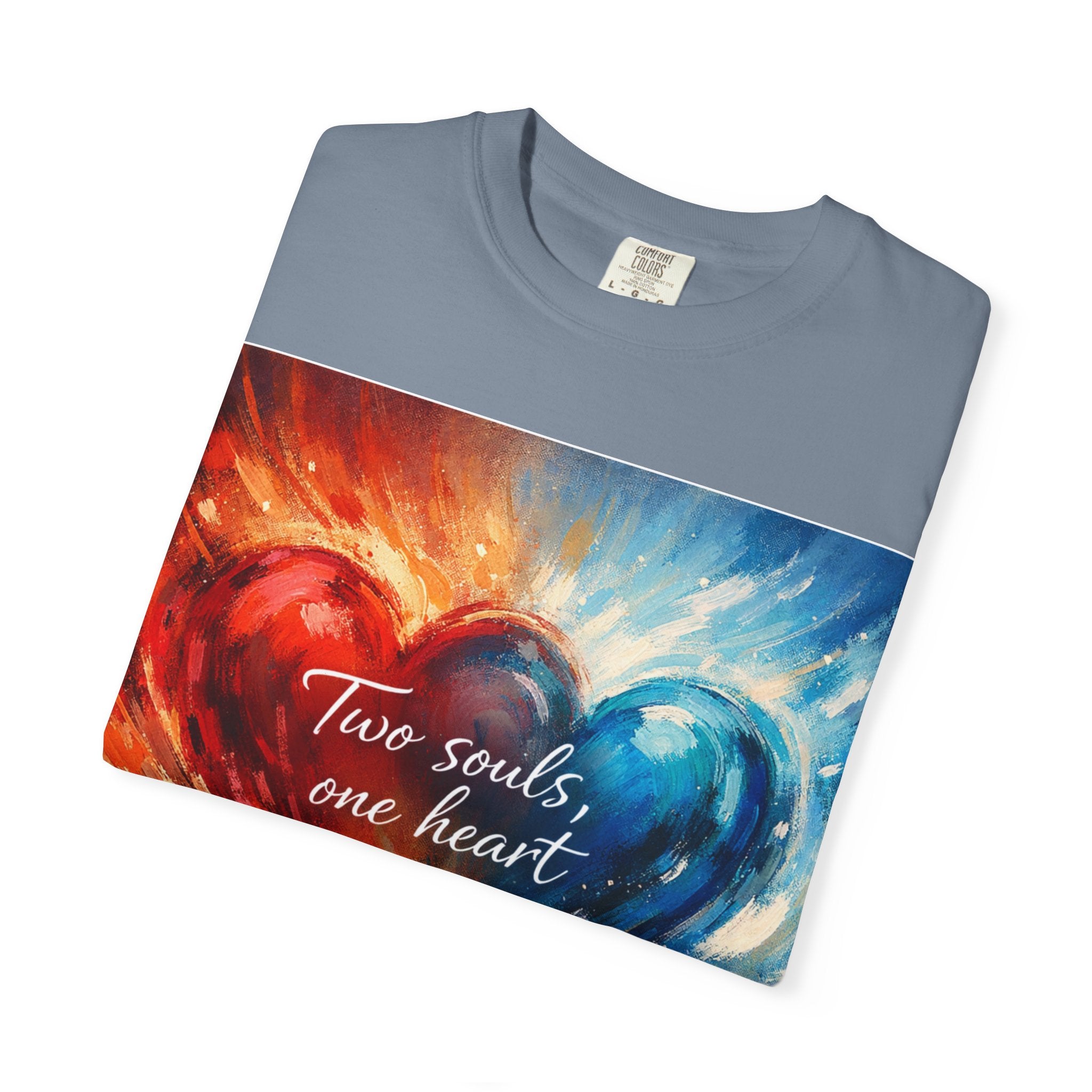 Two Souls One Heart Fiery and Ocean Heart Art T-Shirt