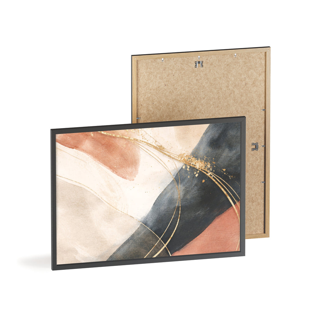 Abstract Gold Arc Framed Poster Modern Watercolor Wall Art