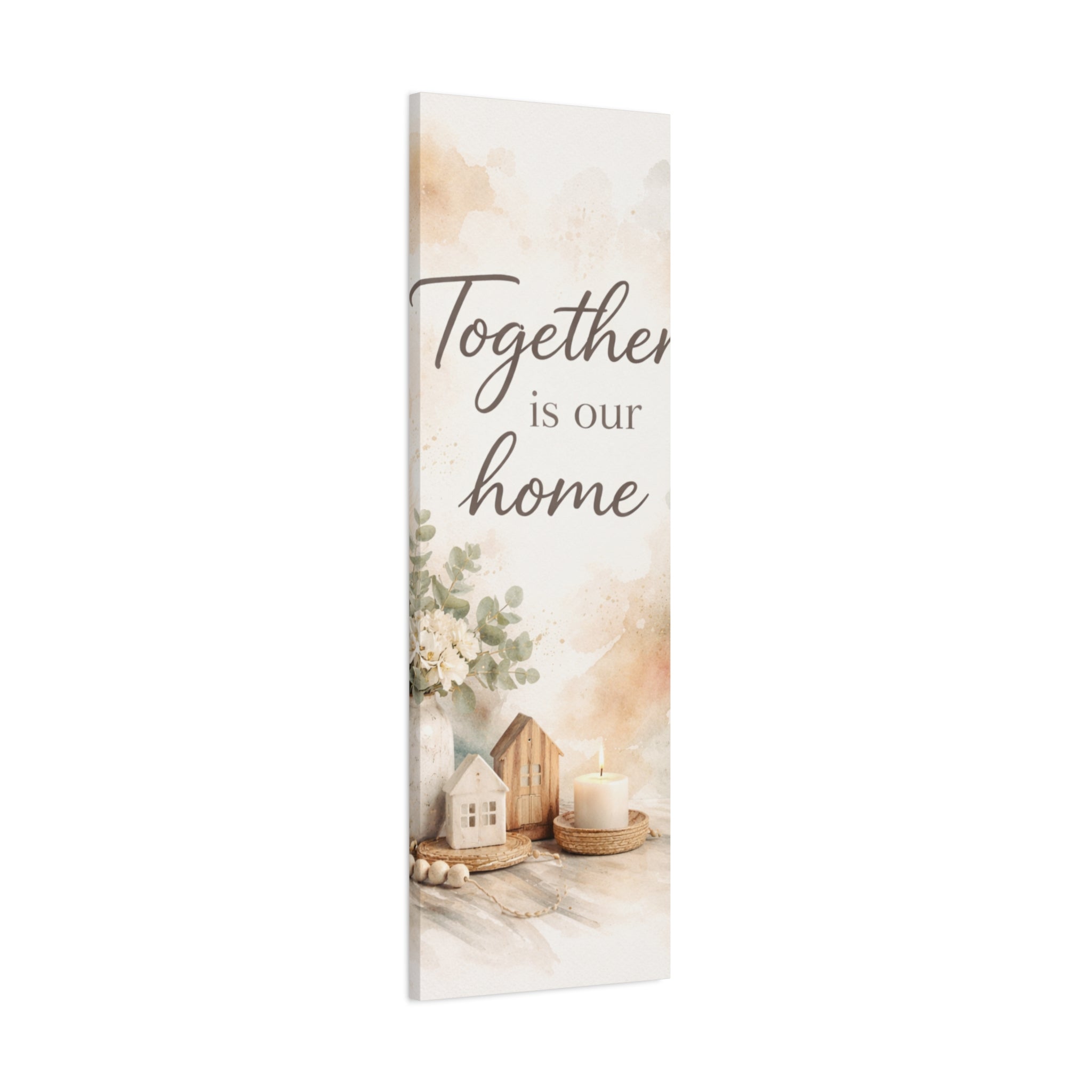 Together Is Our Home Floral Inspirational Decor Canvas Wall Art