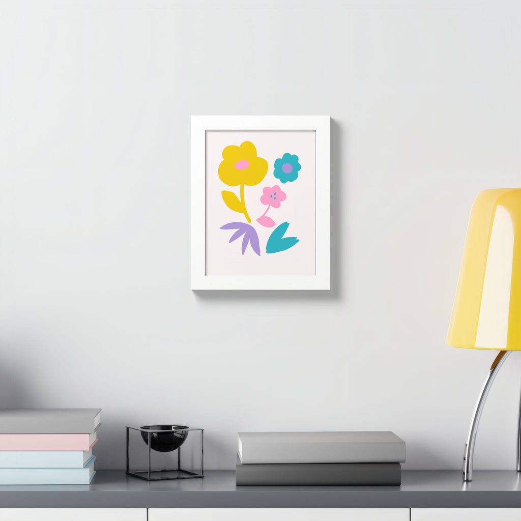 Multi-Color Floral Framed Poster
