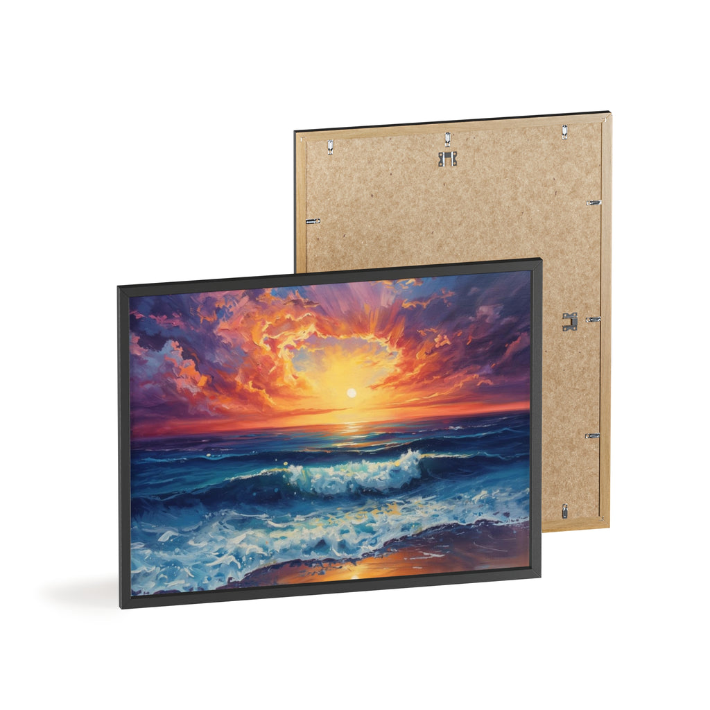 Sunset Ocean Vibrant Seascape Framed Poster