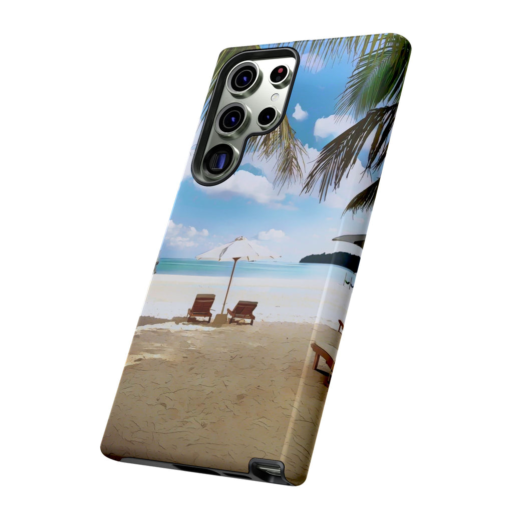 Beach Paradise Tropical Palm Beach Scene Tough Phone Case