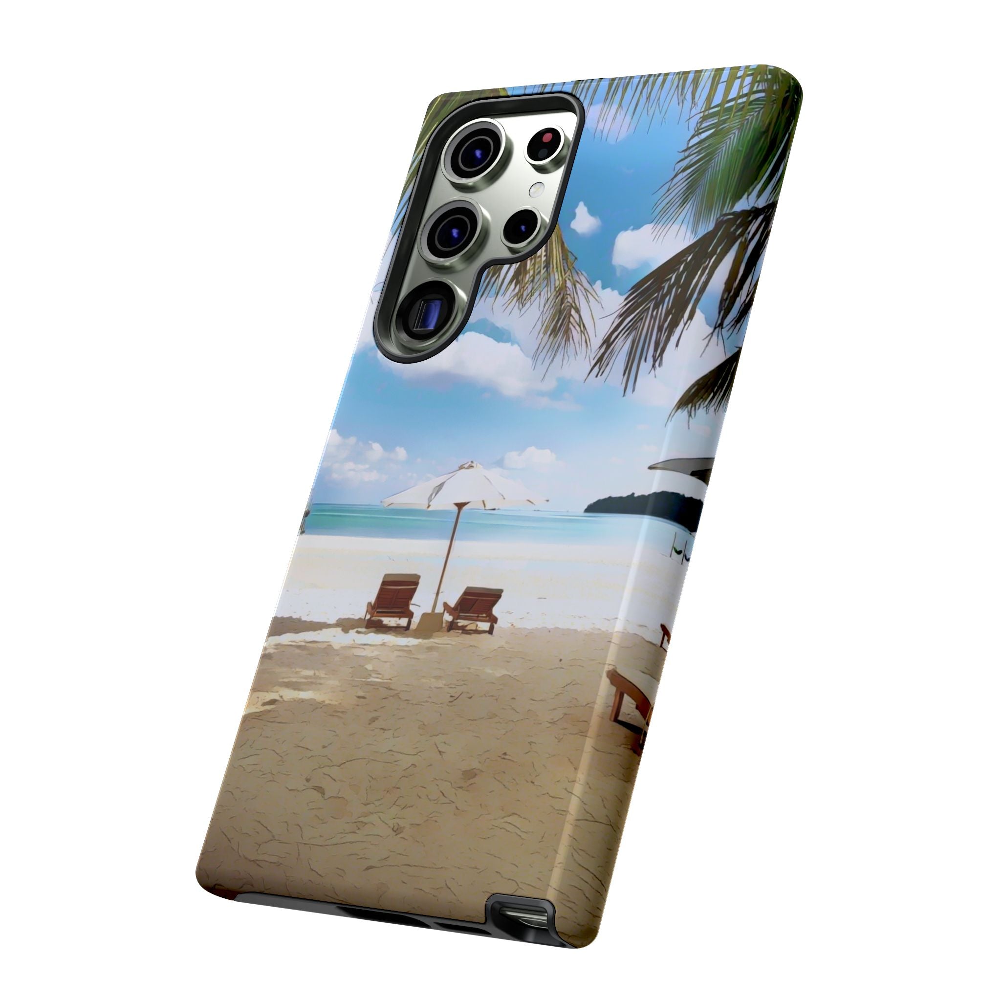Beach Paradise Tropical Palm Beach Scene Tough Phone Case