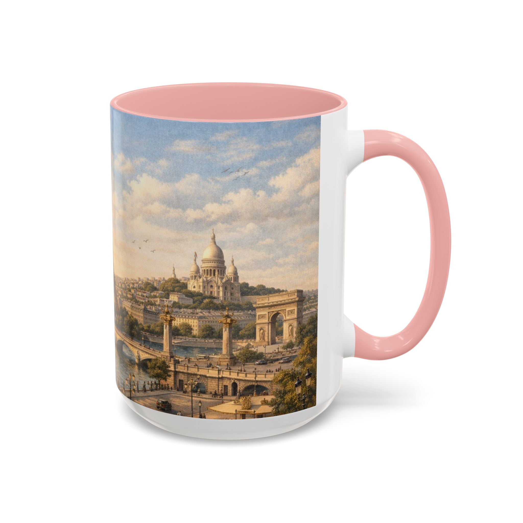 Paris Vintage Skyline Coffee Mug Eiffel Tower and Sacré‑Cœur