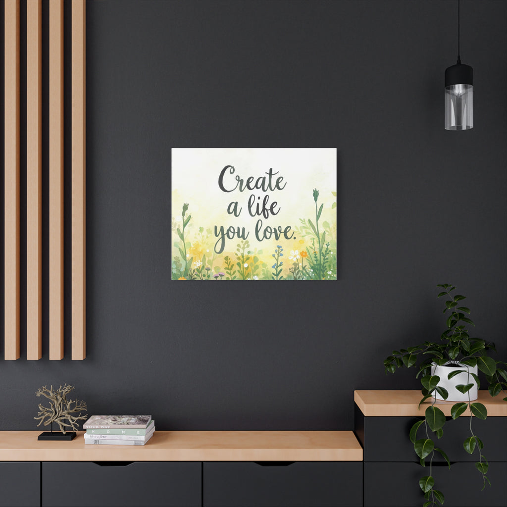 Create a Life You Love Inspirational Floral Matte Canvas Wall Art